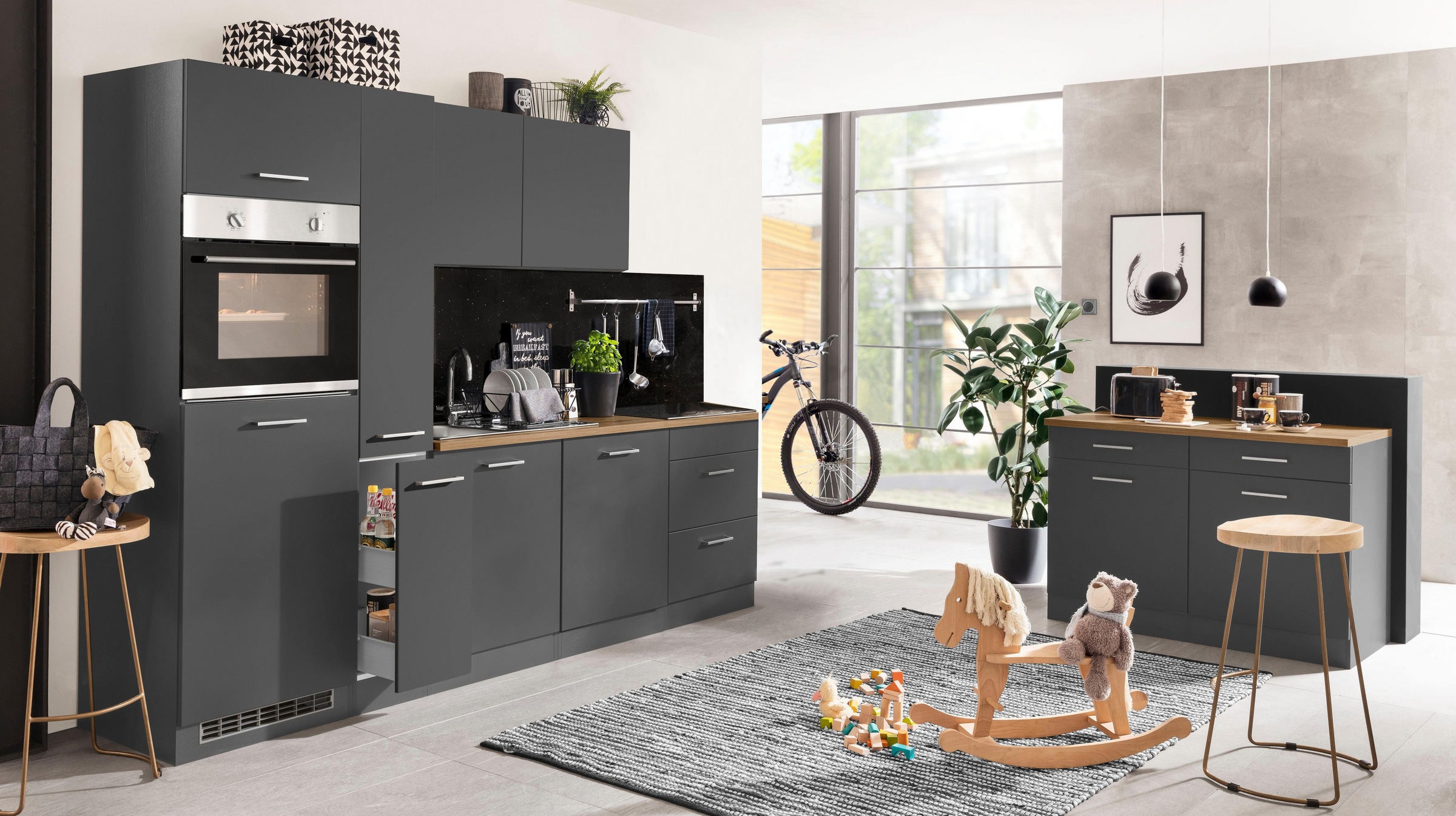 KOCHSTATION Küchenzeile »KS-Kehl«, ohne E-Geräte, Breite 270 cm, für Kühlschrank