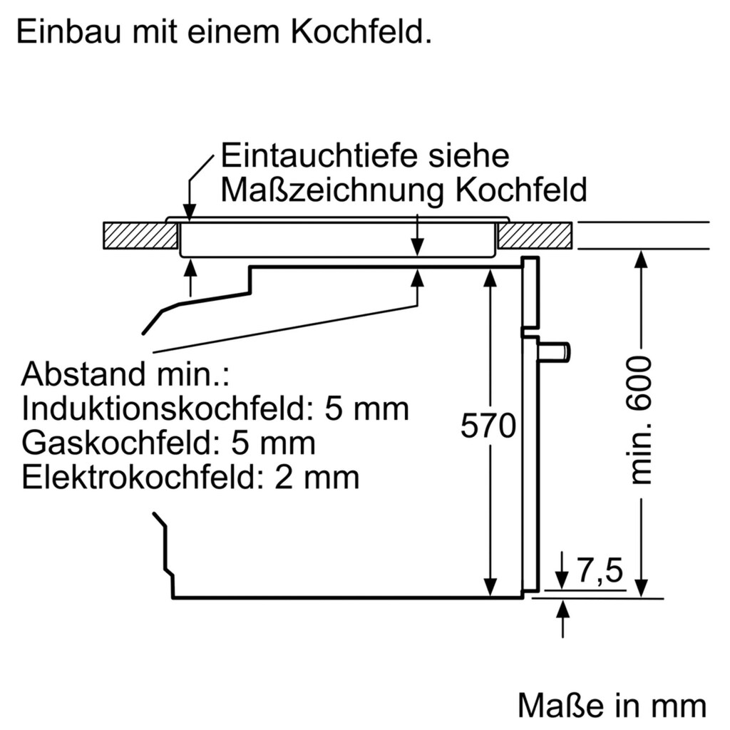 Constructa Einbaubackofen »CF3M50052«, CF3M50052, mit Teleskopauszug nachrüstbar