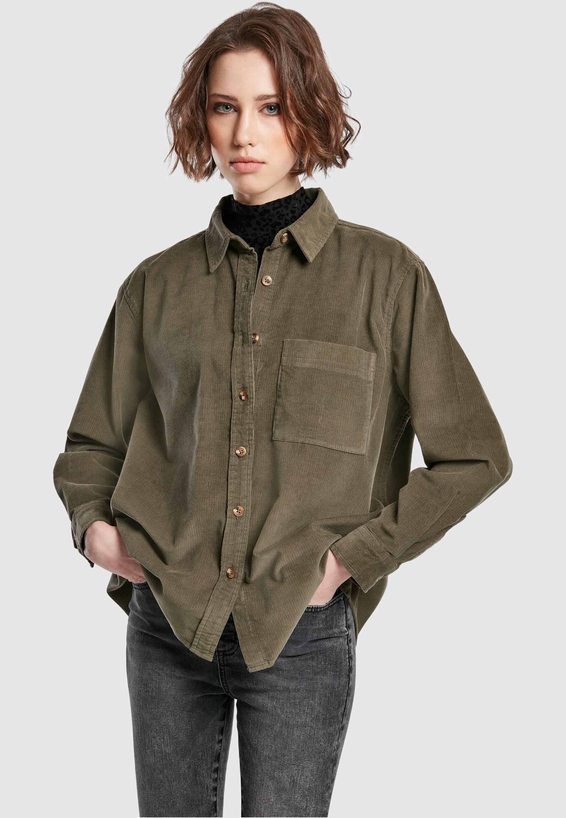 URBAN CLASSICS Langarmhemd »Urban Classics Damen Ladies Corduroy Oversized Shirt«, (1 tlg.)