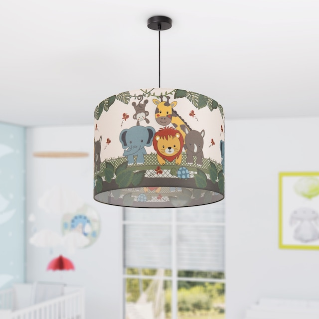 Paco Home Pendelleuchte »Diamond 634«, 1 flammig-flammig, Kinderlampe  Deckenlampe LED Kinderzimmer, Dschungel-Tiere, E27 | BAUR