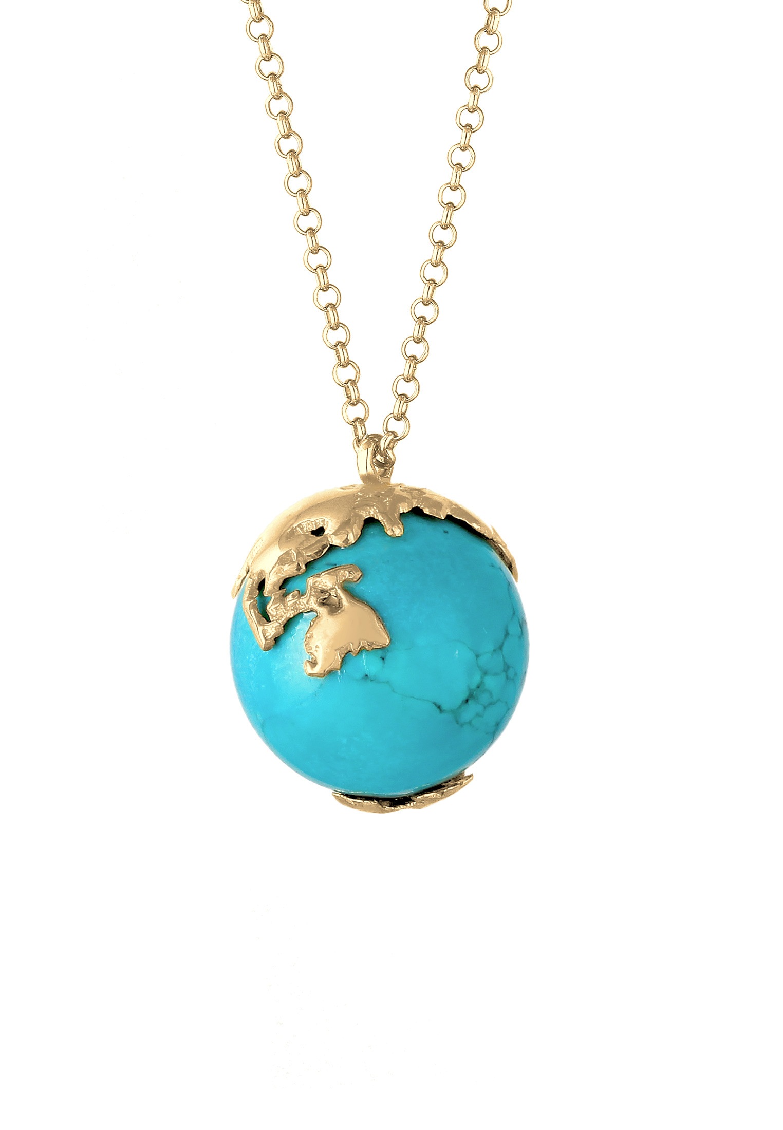 Elli Kette mit Anhänger »Globus Synthetischer Türkis 925 Sterling Silber«