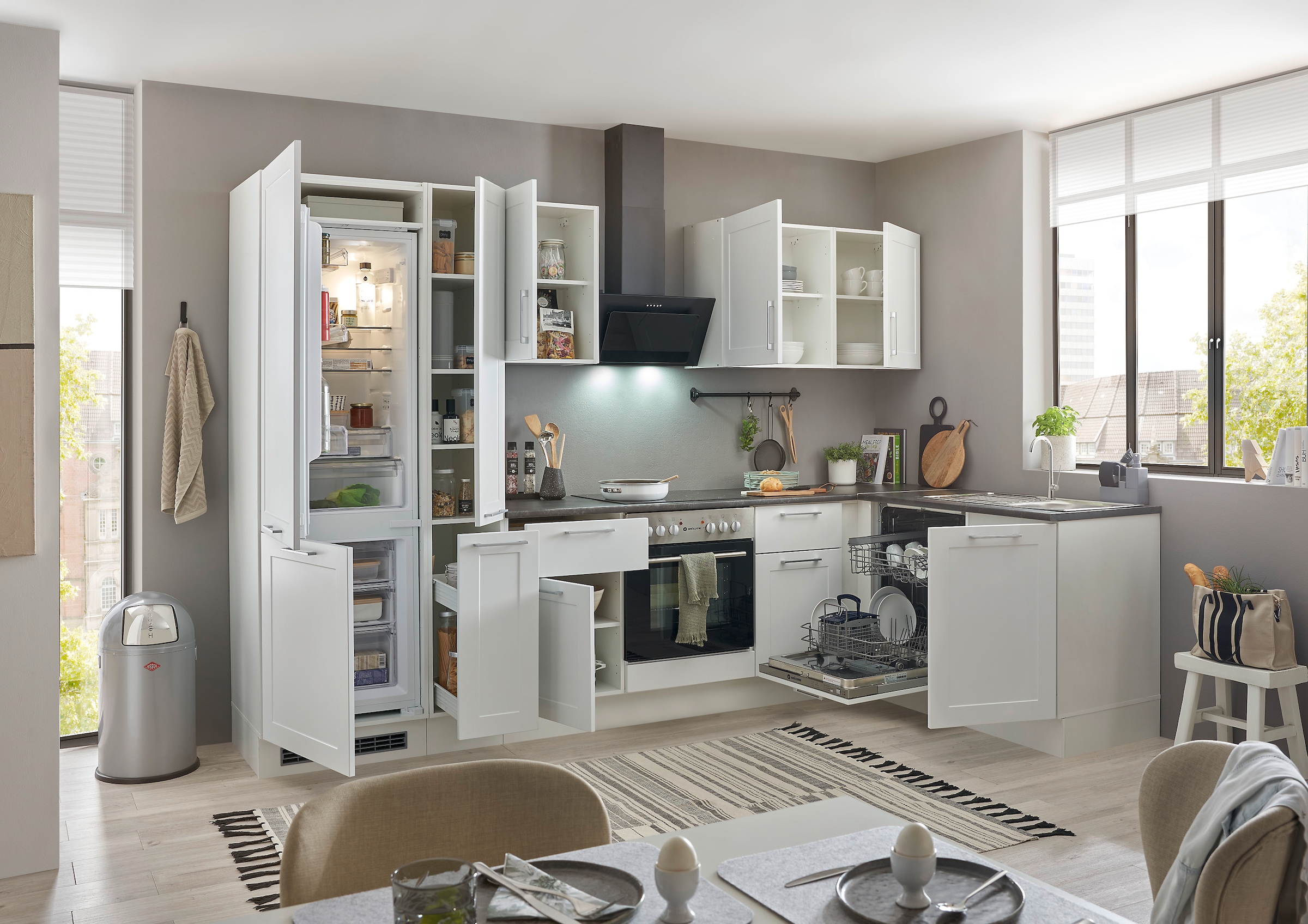 BASIC by Balculina Winkelküche »Marsi«, Stellmaße 310x175 cm, wahlweise mit E-Geräten, mit Soft-Close-Funktion