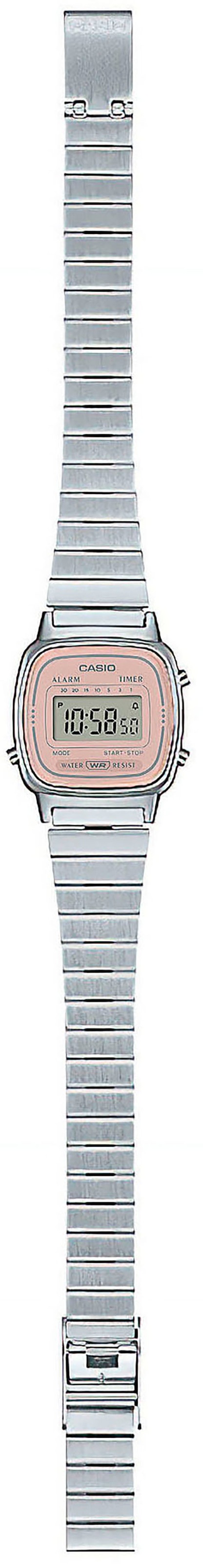CASIO VINTAGE Chronograph, Quarzuhr, Armbanduhr, Damenuhr, Digitaluhr, Datum, Edelstahlarmband