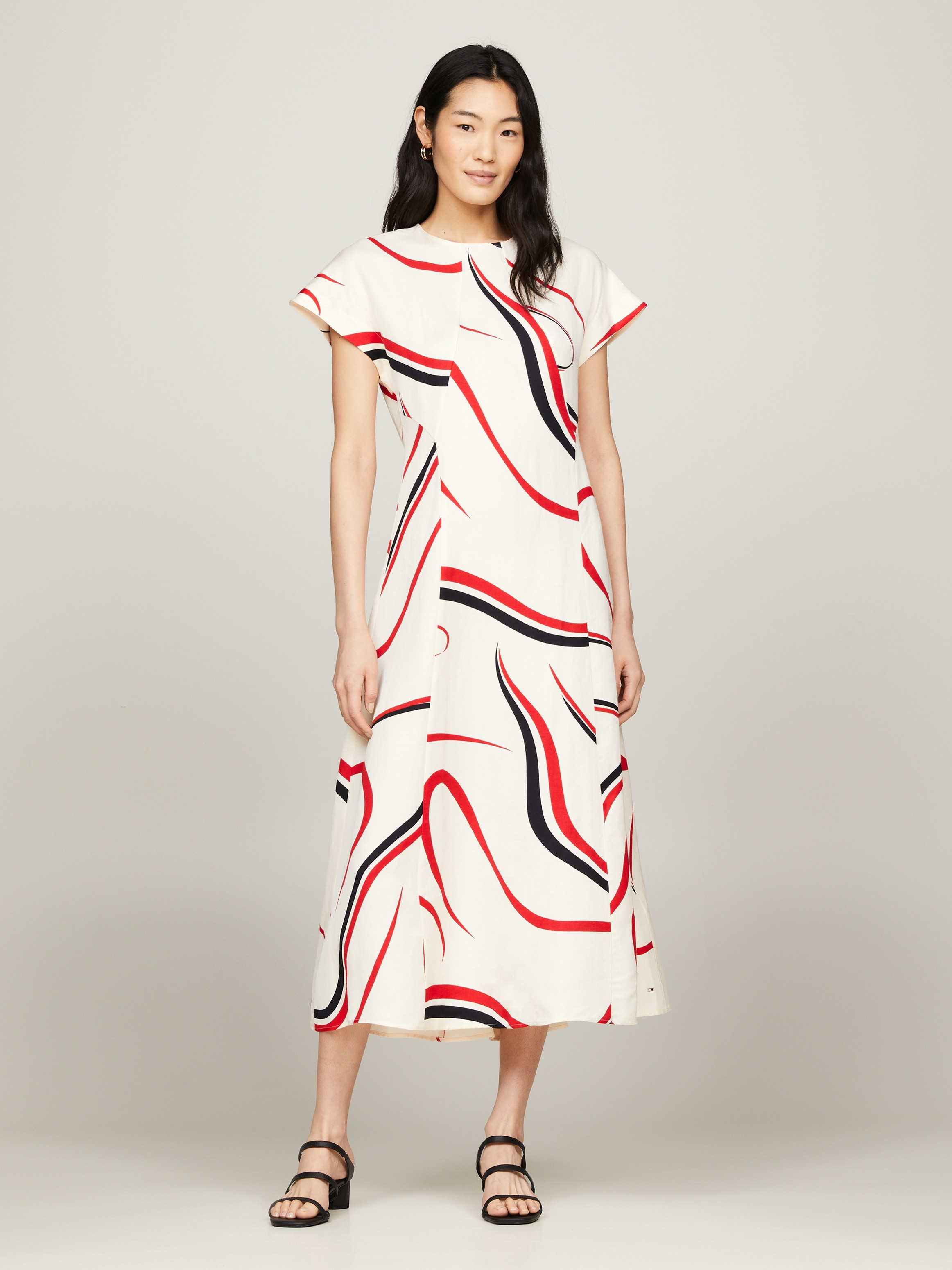 Tommy Hilfiger Midikleid "RIBBON F&F SS MIDI DRESS", mit Allover-Muster