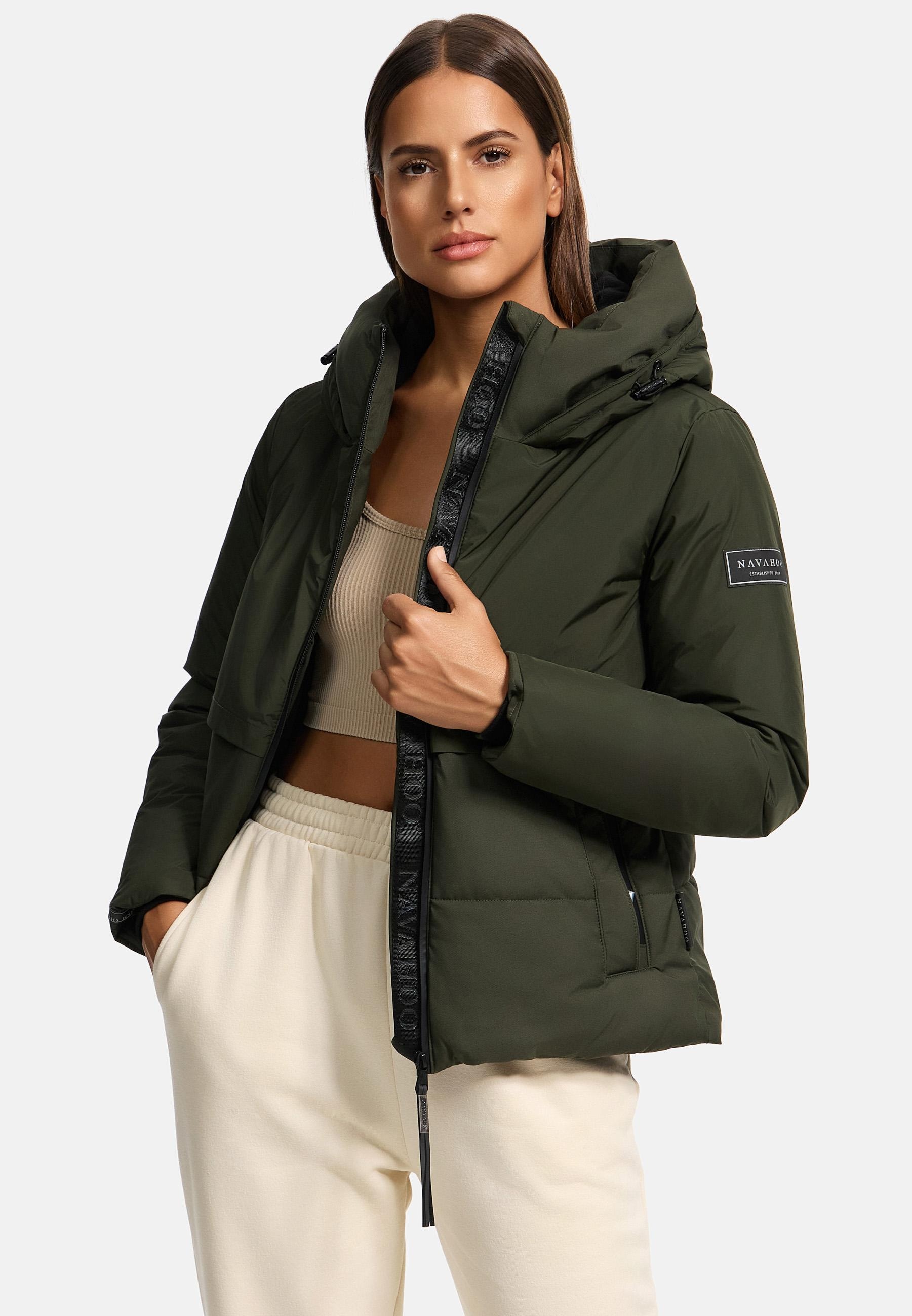 Navahoo Steppjacke »Liebesküken XIV«, mit Kapuze, modische Damen Winterjacke mit Fleece-Innenfutter