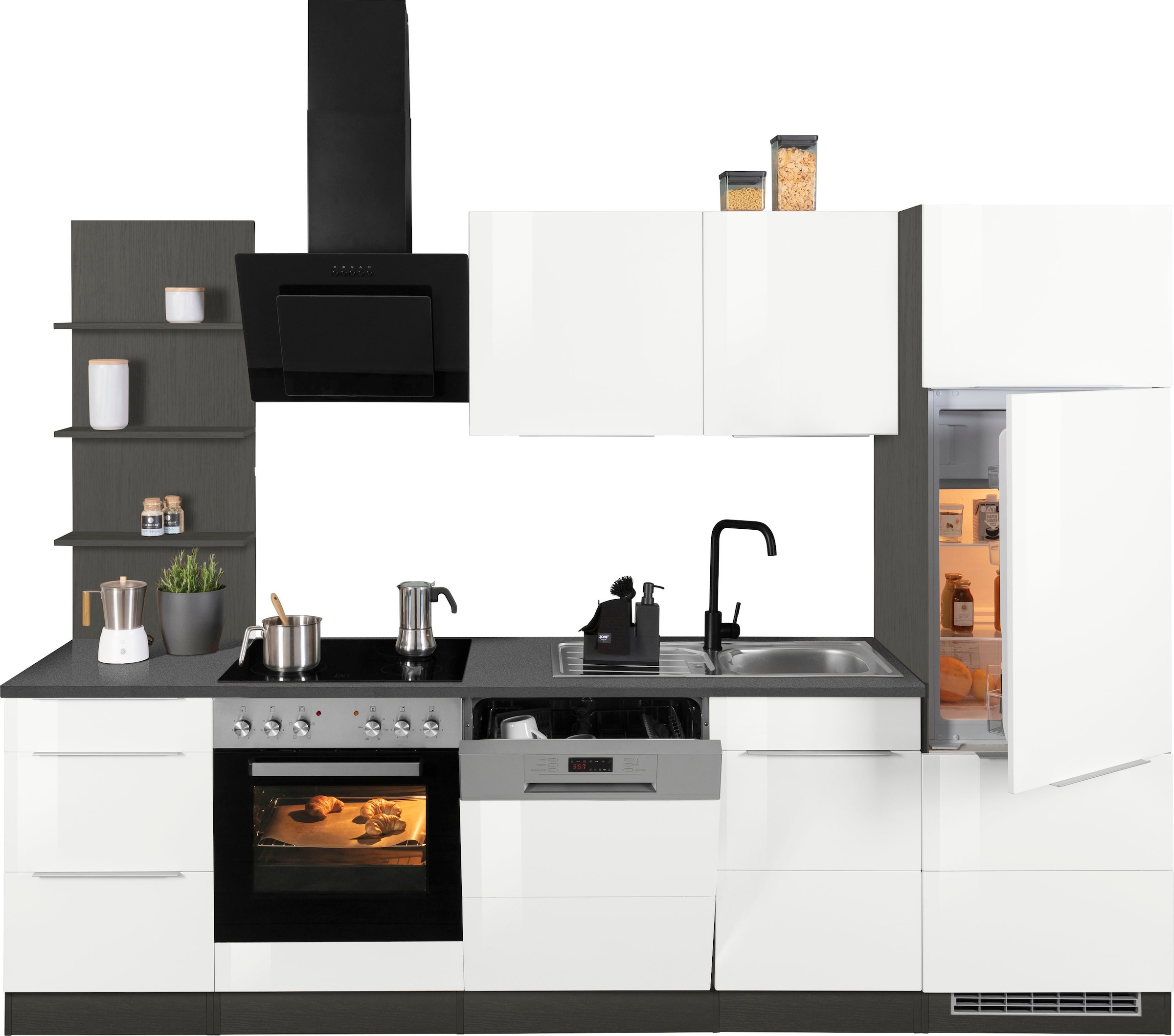 Kochstation Küchenzeile »KS-Brindisi«, mit E-Geräten, Breite 280 cm