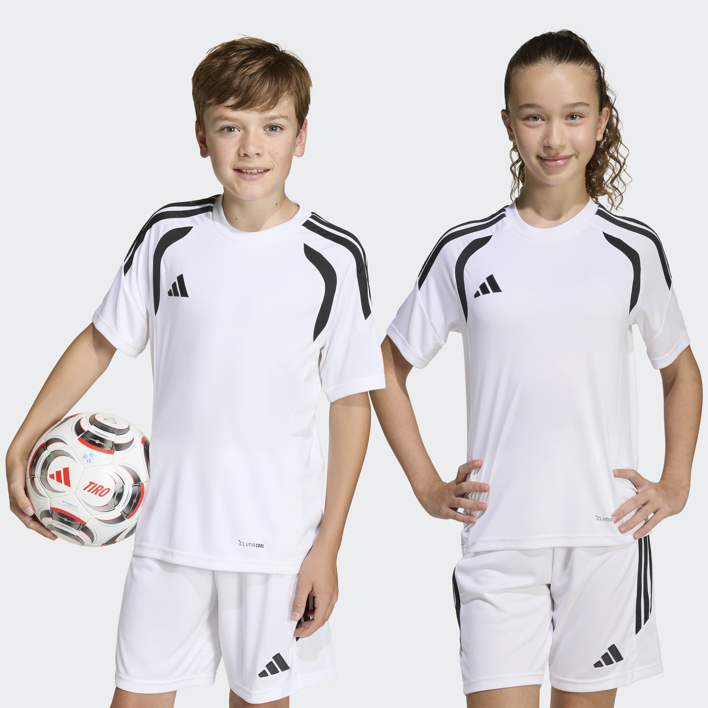 Fußballtrikot ADIDAS PERFORMANCE "TIRO26 LIGA KIDS TRIKOT", Jungen, Gr. 152, weiß, schwarz, schwarz, Obermaterial: 100% Polyester, Rundhals, Trikots Fußballtrikot