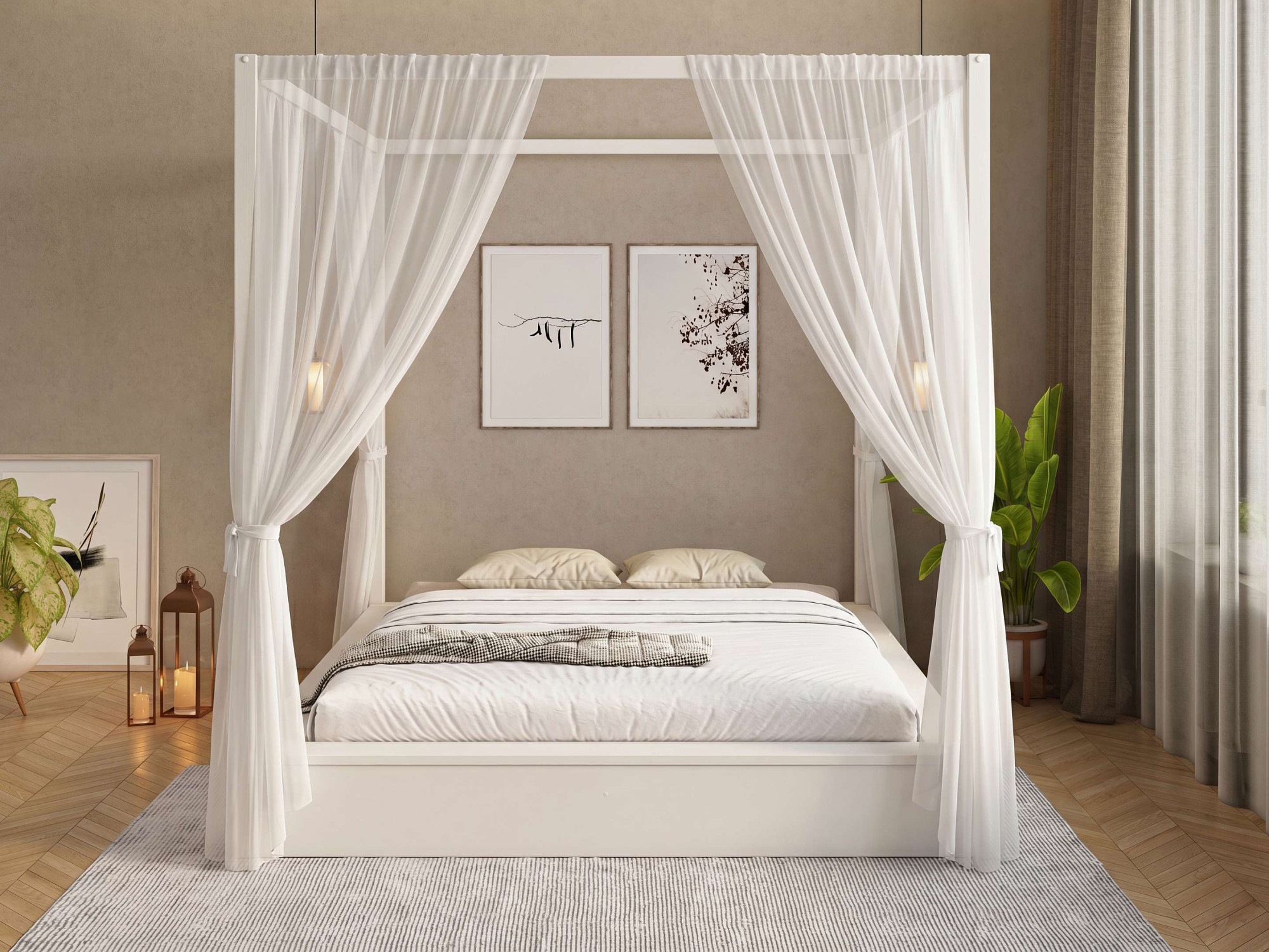 OTTO home Himmelbett »Usella, Bett, Bettgestell, hohe Belastbarkeit bis 180 kg« B/T/H: 189/229,1/200 cm,  aus massiver Kiefer in Kombination mit MDF, inklusive Lattenrost