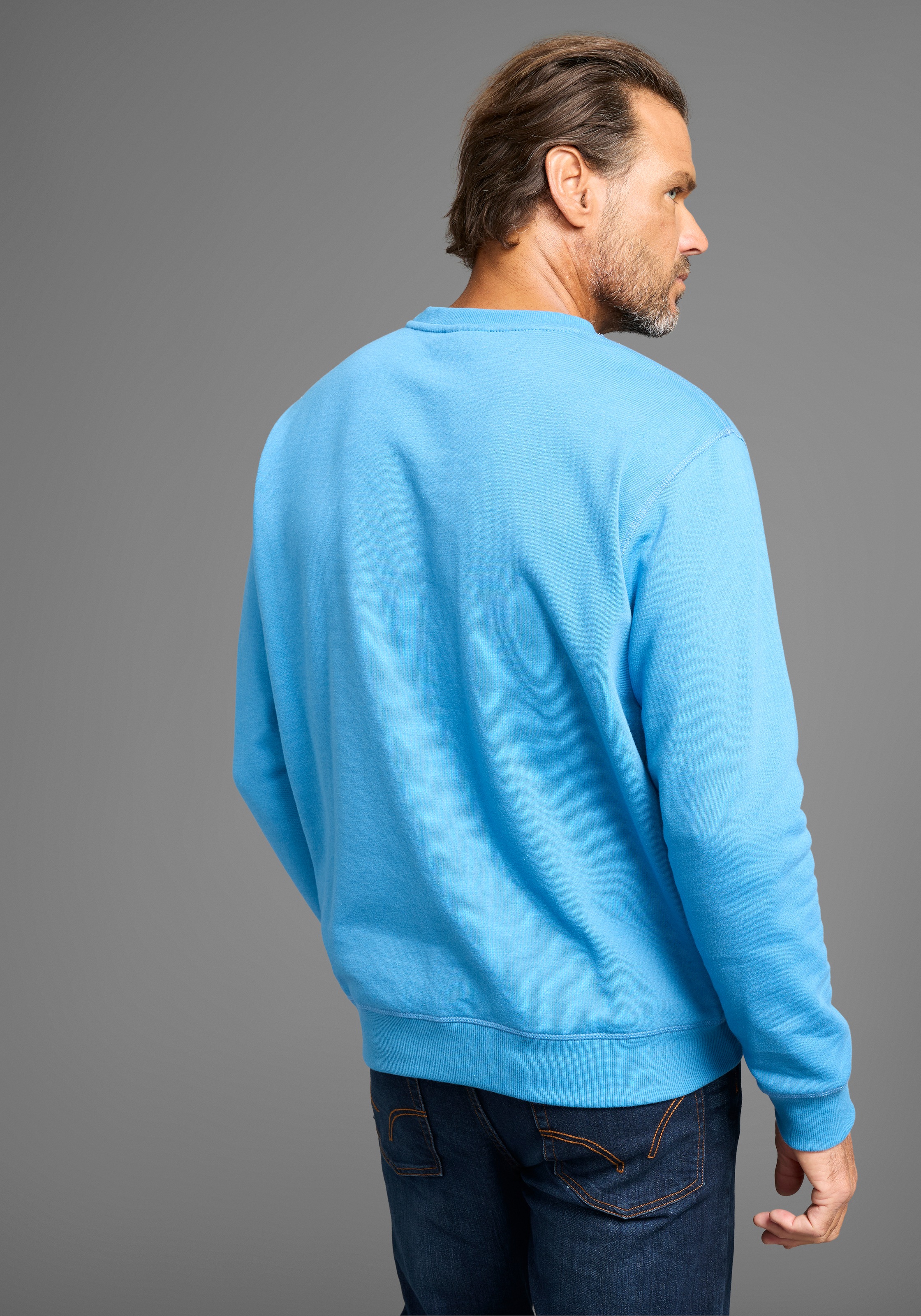 Man's World Sweatshirt, Langarm, Basic-Stil, unifarben, Rundhalsausschnitt