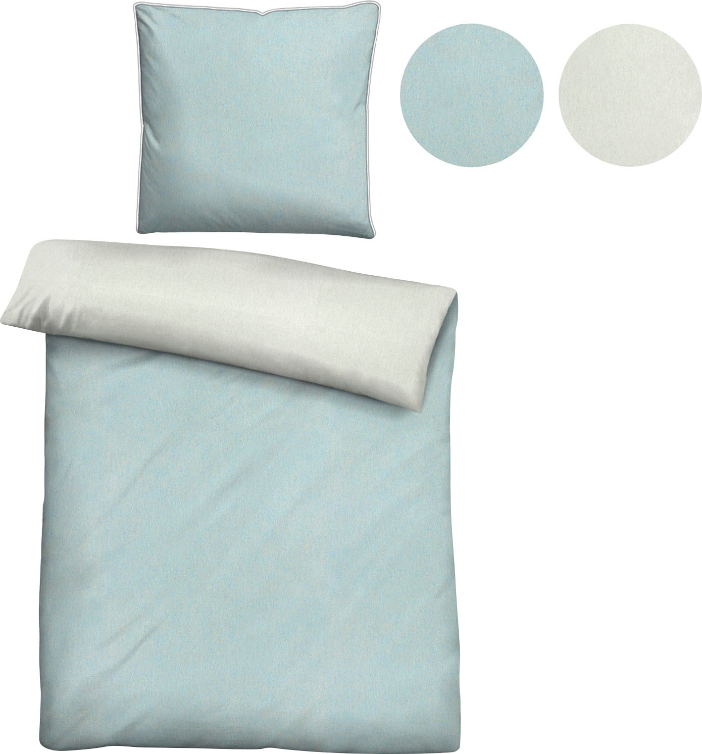 Thumbnail - Biberna Wendebettwäsche "Hermal" 3 Stk. Flanell in Melangeoptik, Winterbettwäsche, Made in Germany