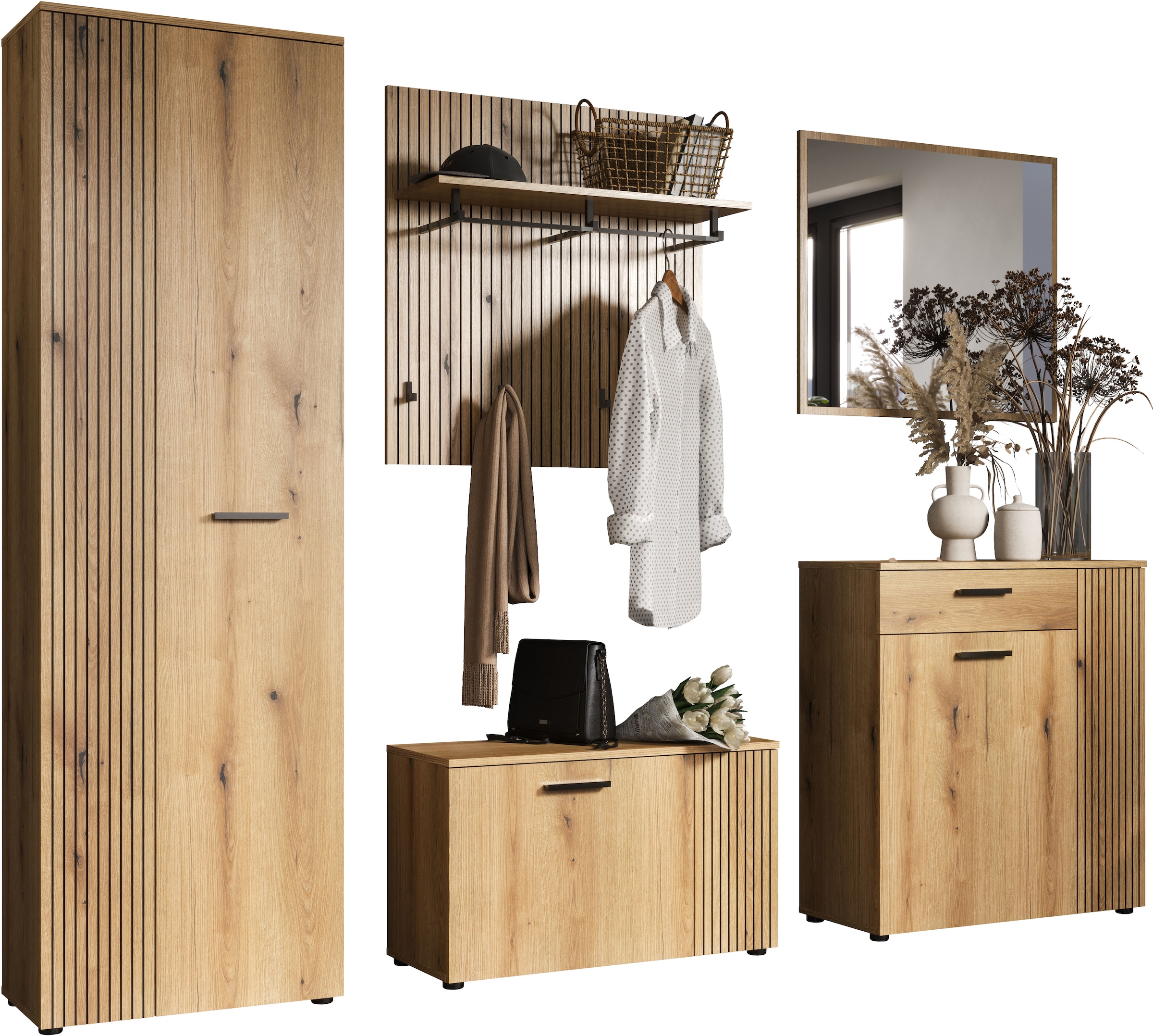 Home affaire Garderoben-Set "Amrum" Komplett-Set, 5 Stk. tlg. Set bestehend günstig online kaufen