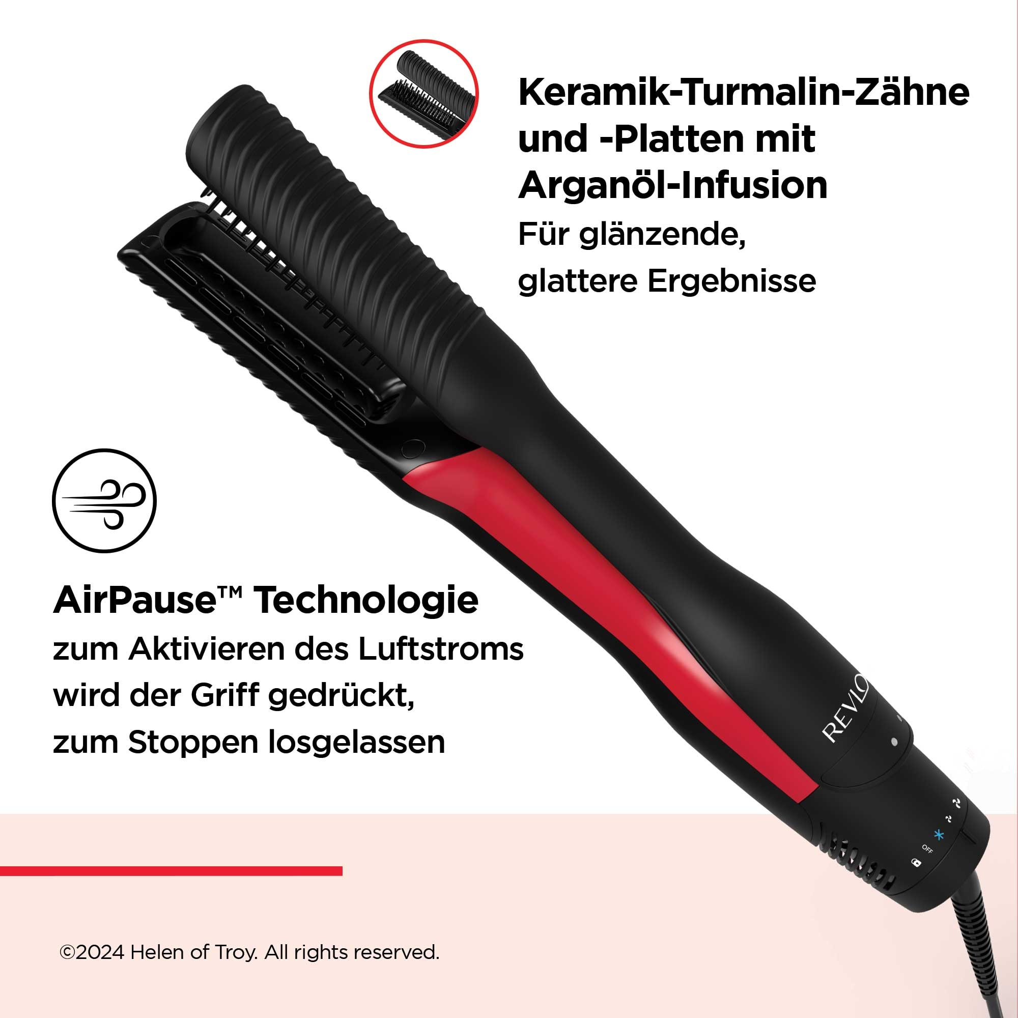 Revlon Heißluft-Haarglätter »ONE-STEP™ Air Straight. 2-IN-1-TROCKNER UND LUFTGLÄTTER - RVDR5330E«, Keramik-Turmalin mit Arganöl-Infusion, Trocknen und Glätten mit warmer Luft, ohne extreme Hitze
