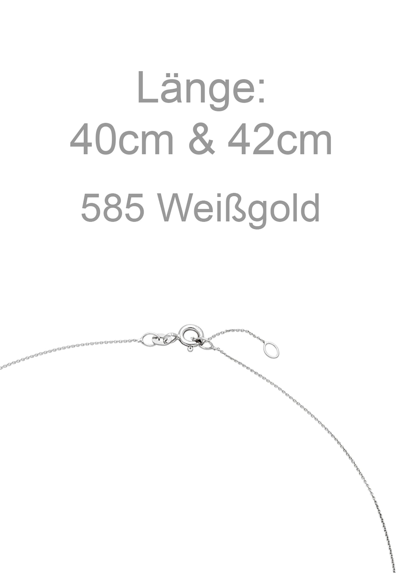 JOBO Kette mit Anhänger 585 Weißgold mit 5 Diamanten 42 cm
