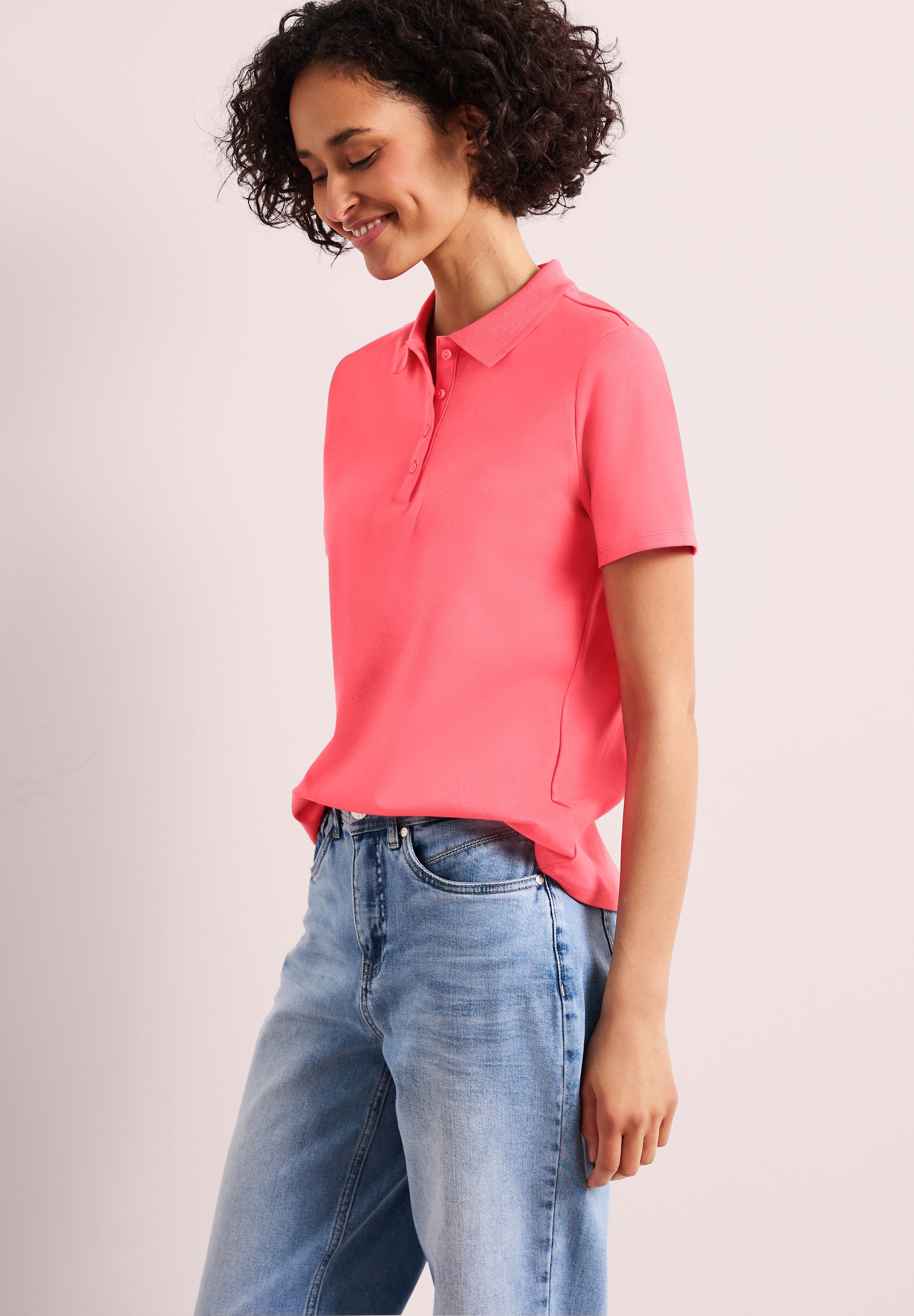 STREET ONE Poloshirt aus Baumwolle mit Stretchante günstig online kaufen