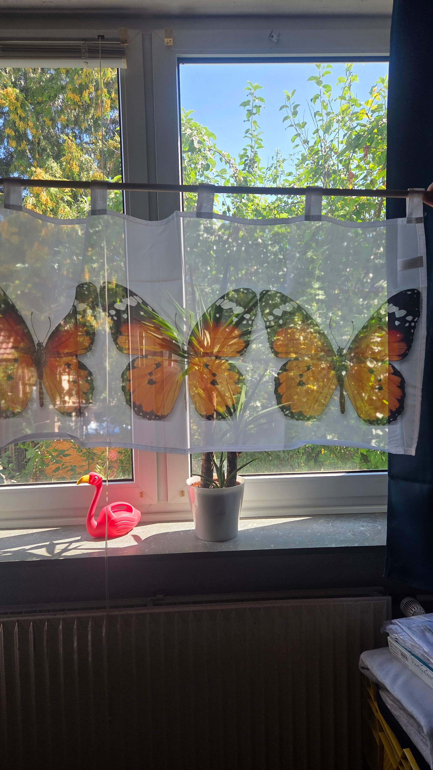 Weckbrodt Scheibengardine »Alisa« Schlaufen 1 Stk. tlg. Bistro,  Voile, bedruckt, Schmetterling; HxB 45x120cm, Gardine, Store