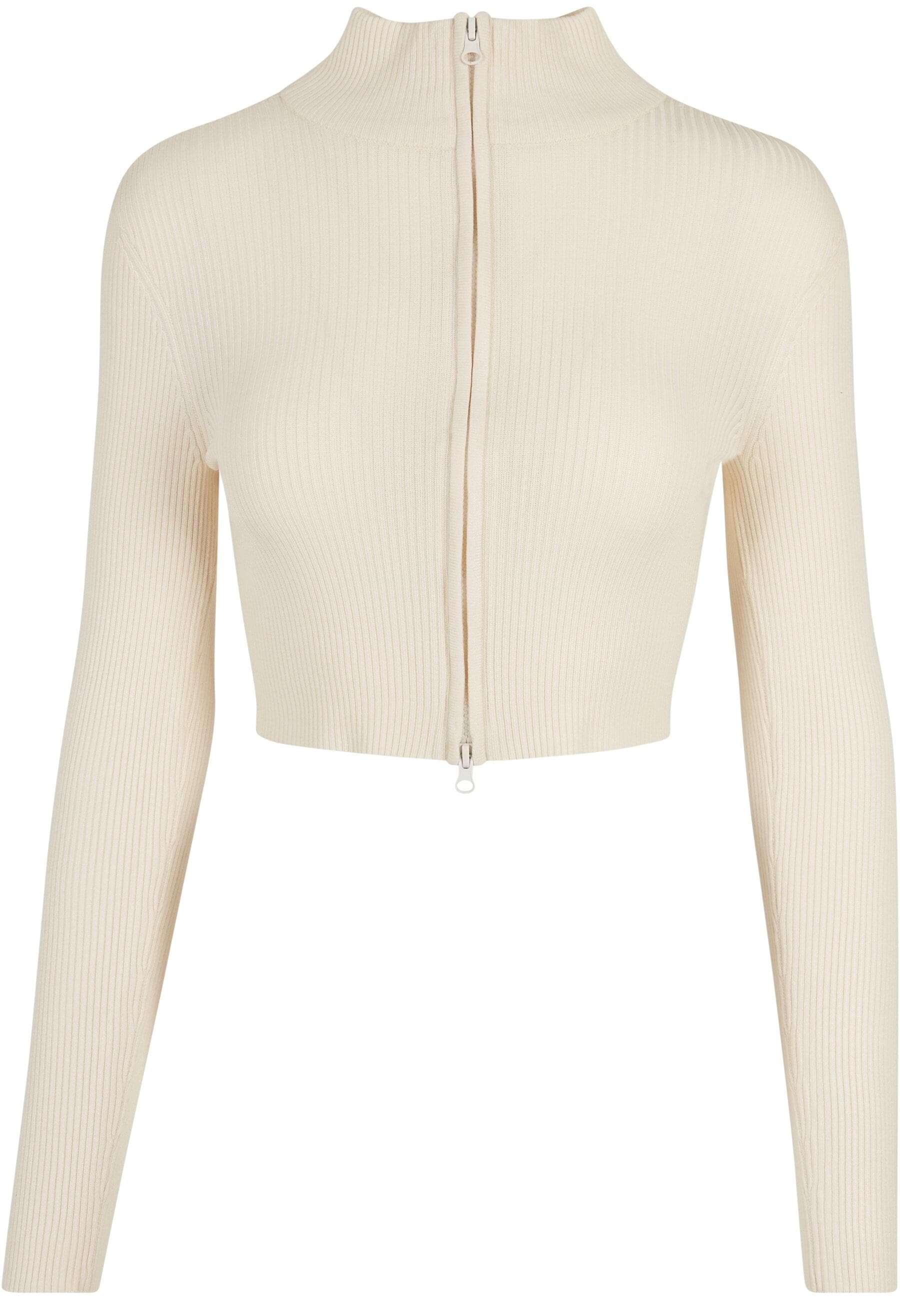 URBAN CLASSICS Cardigan »Urban Classics Damen Ladies Cropped Rib Knit Zip Cardigan«, (1 tlg.)