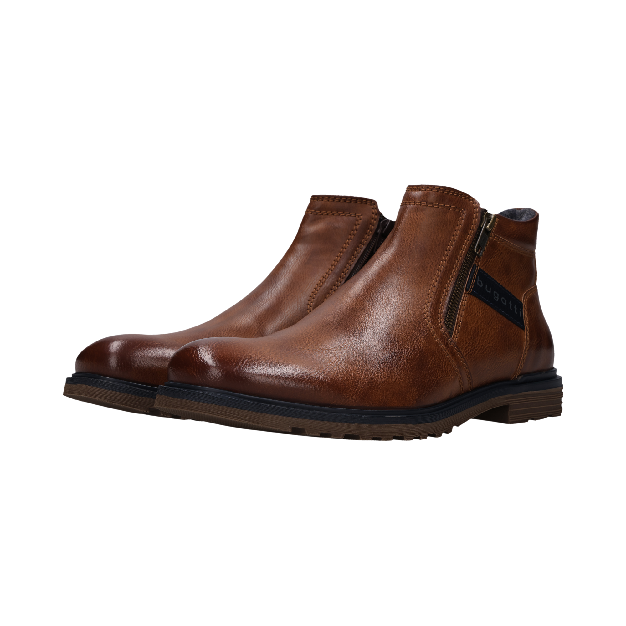 bugatti Stiefelette Zipper Boots, Stiefelette mit Profillaufsohle - schmale Form