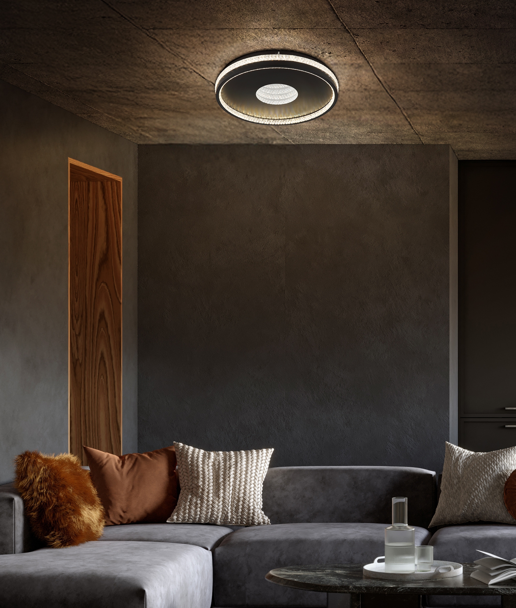 GLOBO LIGHTING Deckenleuchte »SHIRLEY« LED-Modul 1 Stk. Wohnzimmer-Deckenleuchte schwarz, LED dimmbar, 3D-Effekt