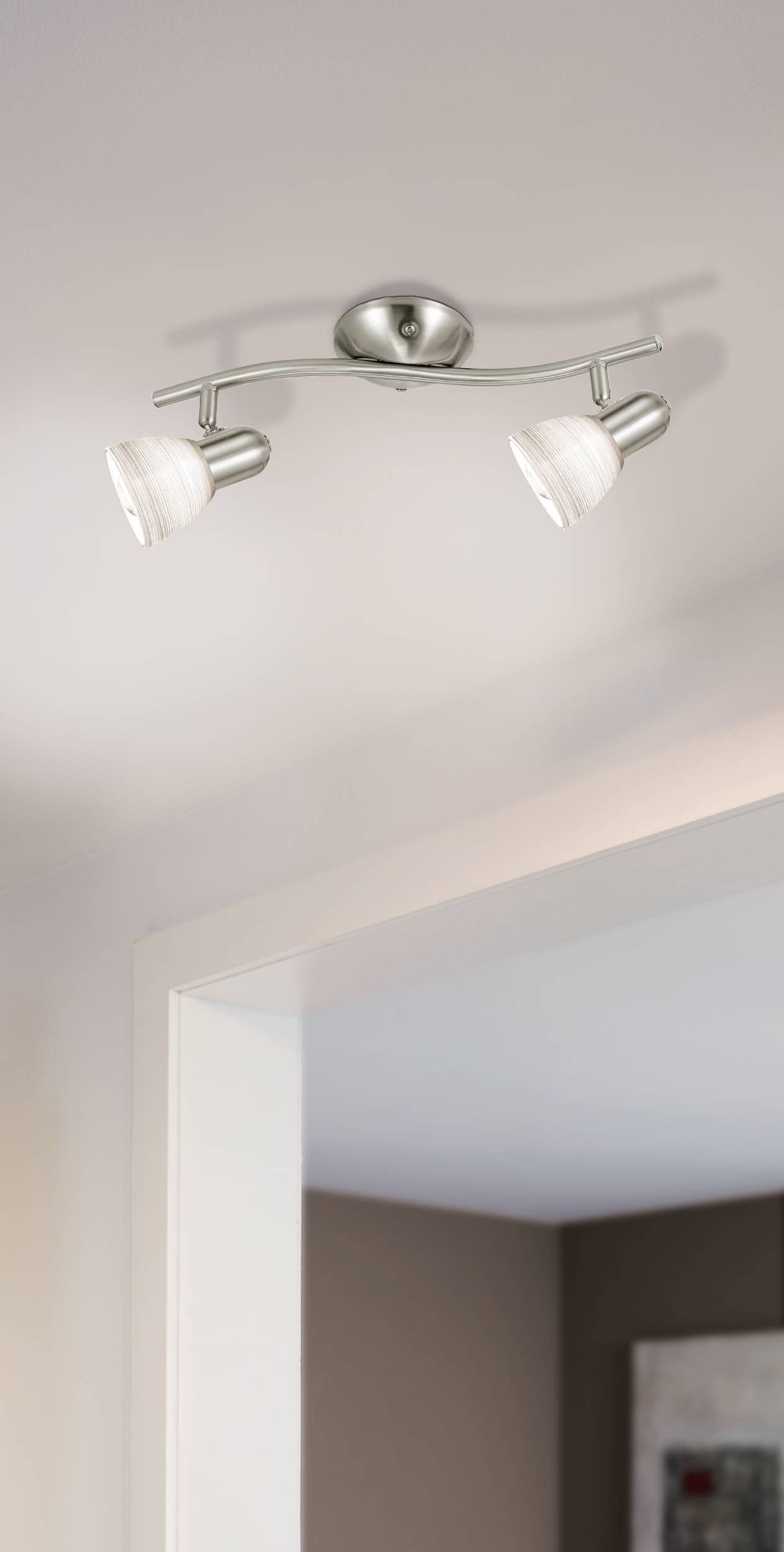 EGLO Deckenleuchte »Dakar 1 Deckenlampe, Deckenspot aus Stahl und Glas, E14, Deckenleuchte« E14 1 Stk. Spot - L37 x B10 cm - nickel-matt - 2X40W exkl.