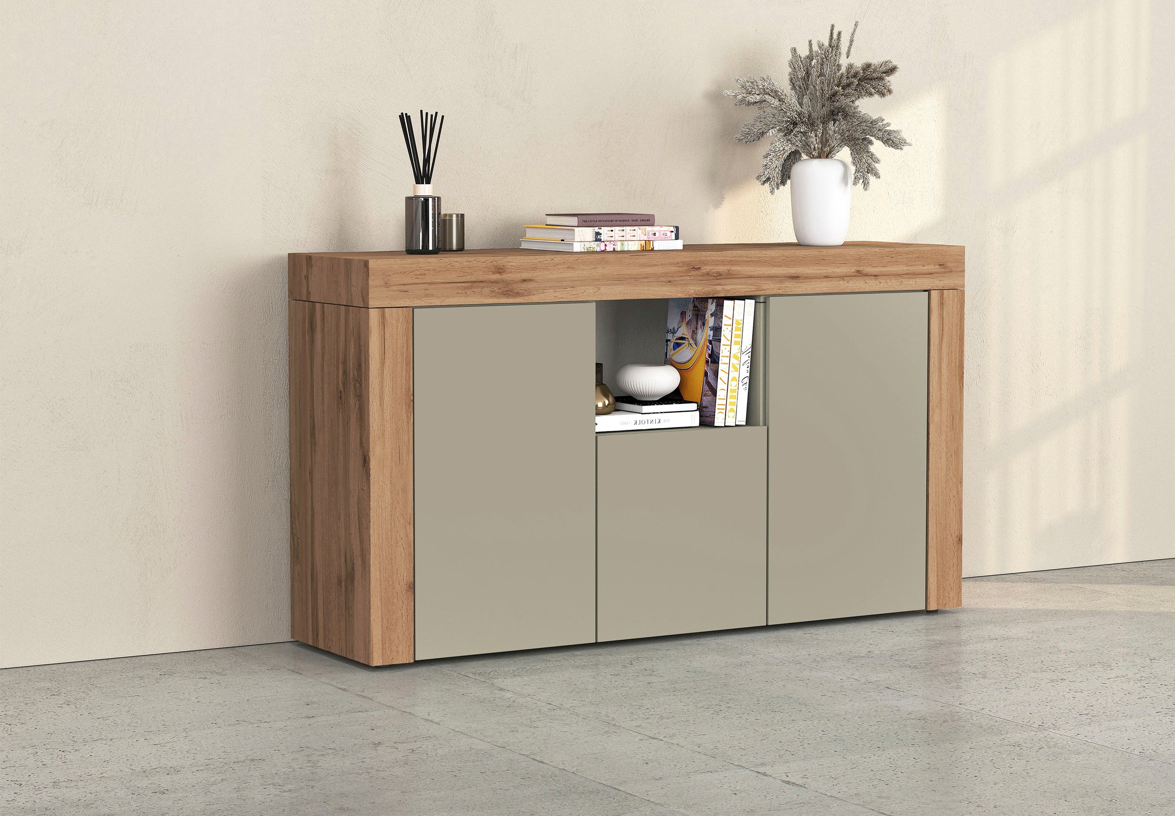 OTTO home Sideboard "CHRONOS Breite 155 cm mit 3 Türen, 1 offenes und 6 ges günstig online kaufen