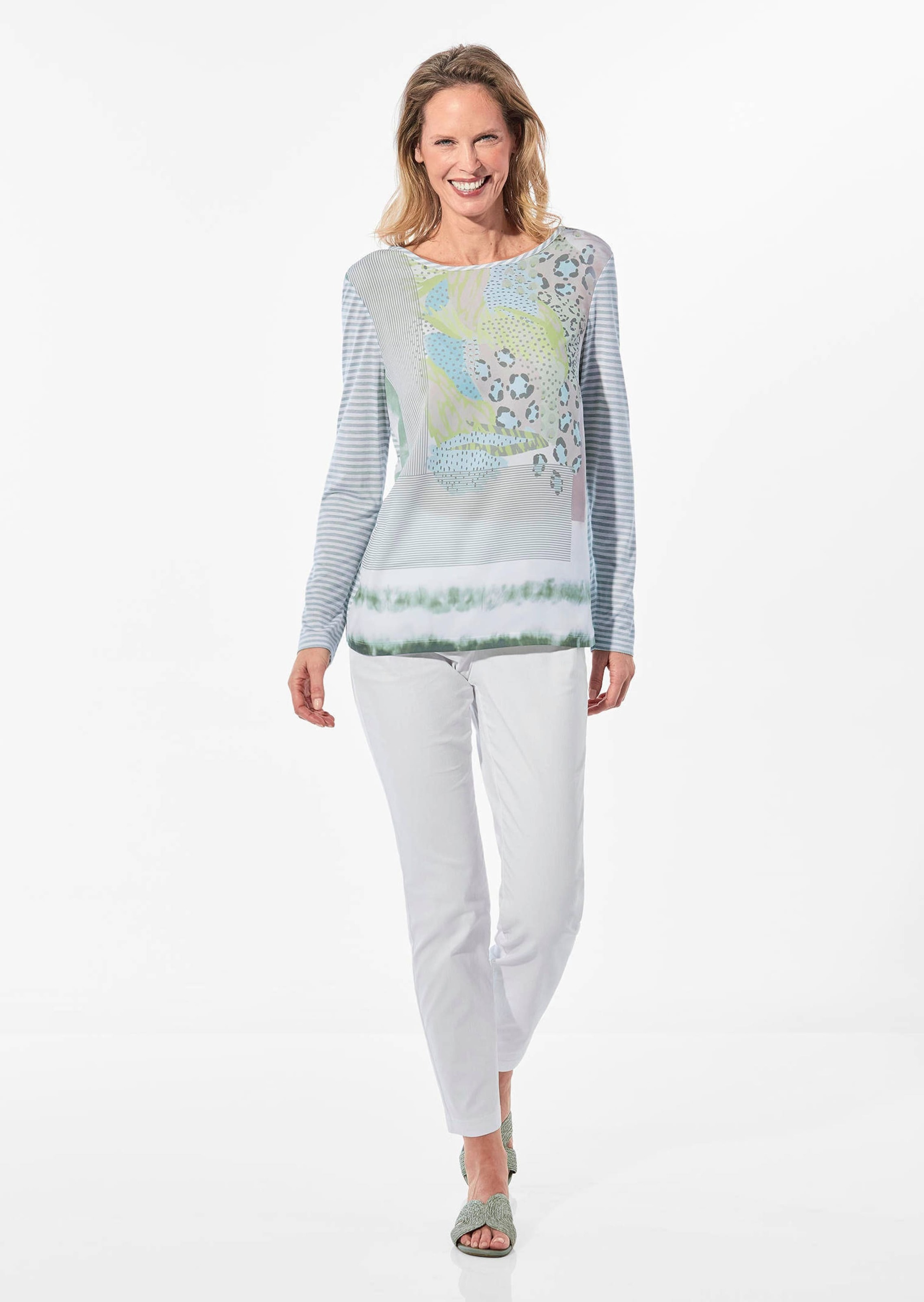 GOLDNER Print-Shirt "Kurzgröße Blusenshirt mit Mustermix" günstig online kaufen