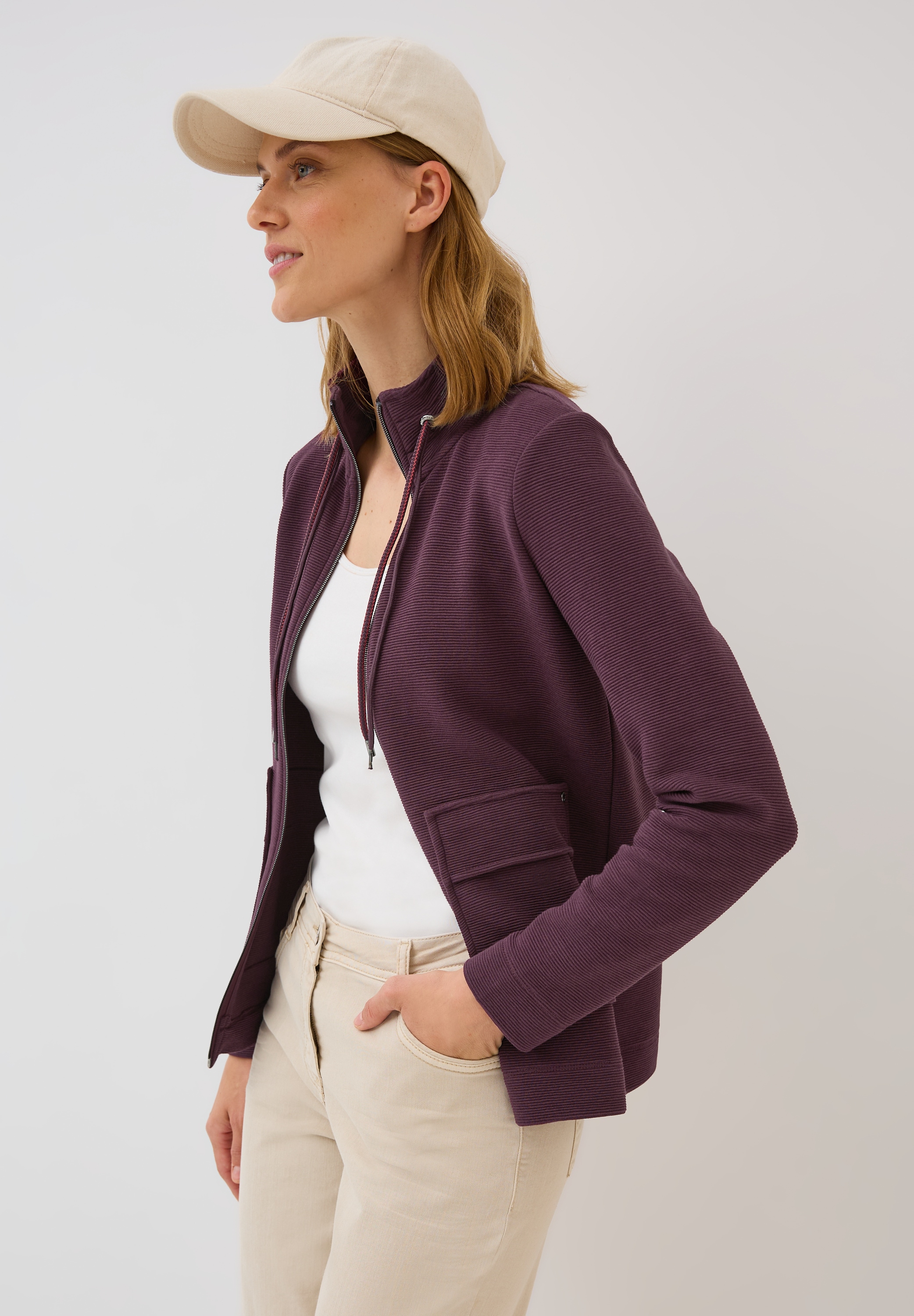 Cecil Sweatjacke, im Ottoman-Look und Stehkragen, Struktur-Optik günstig online kaufen