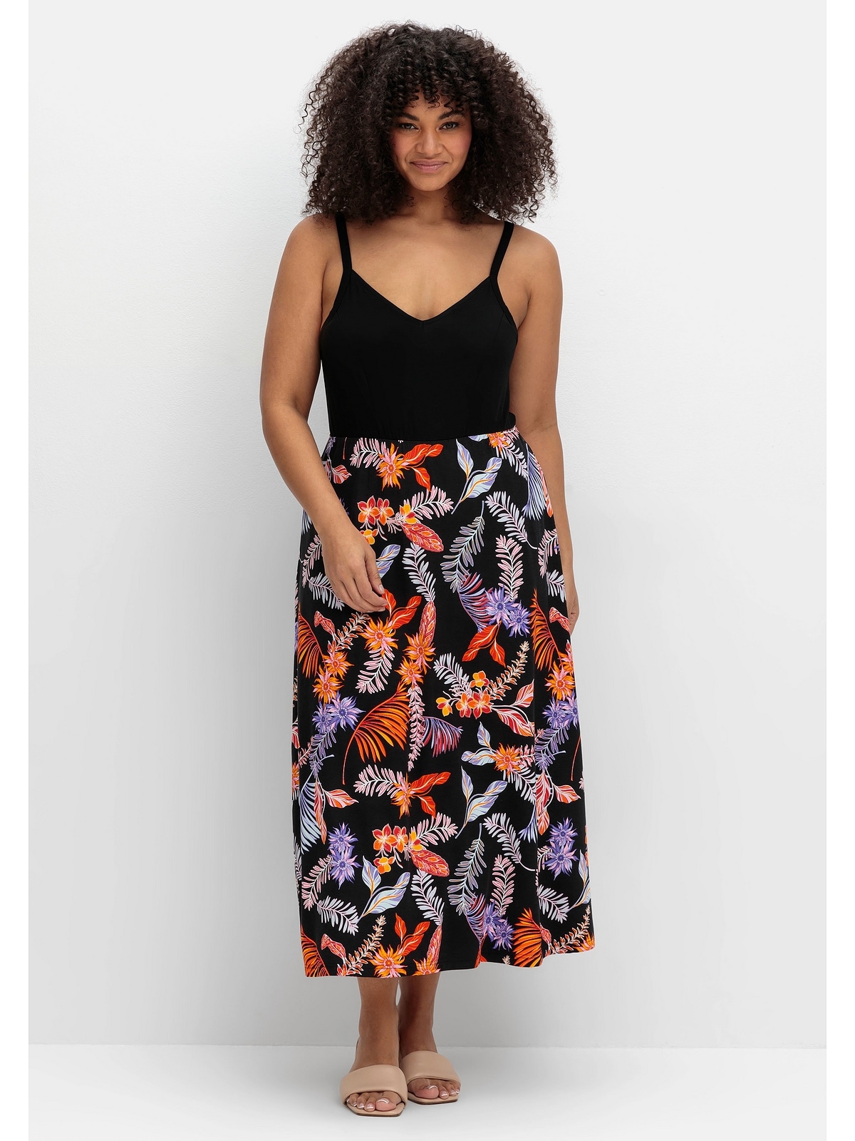 Sheego Sommerkleid "Große Größen", mit Blumenprint, in Midilänge günstig online kaufen