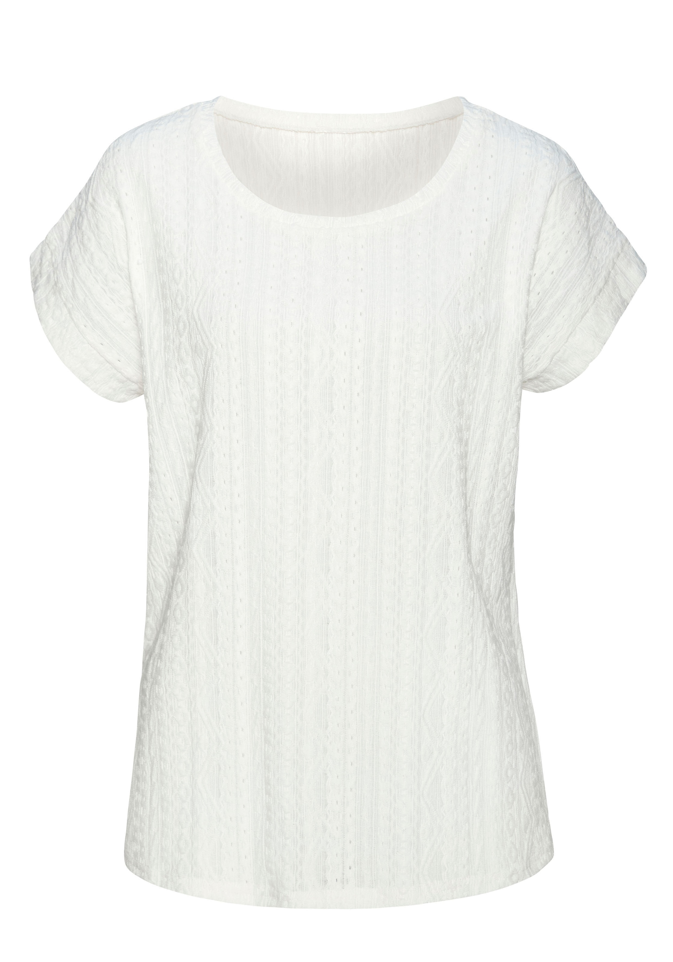 Vivance T-Shirt, Shirt mit modischem Jacquard-Muster