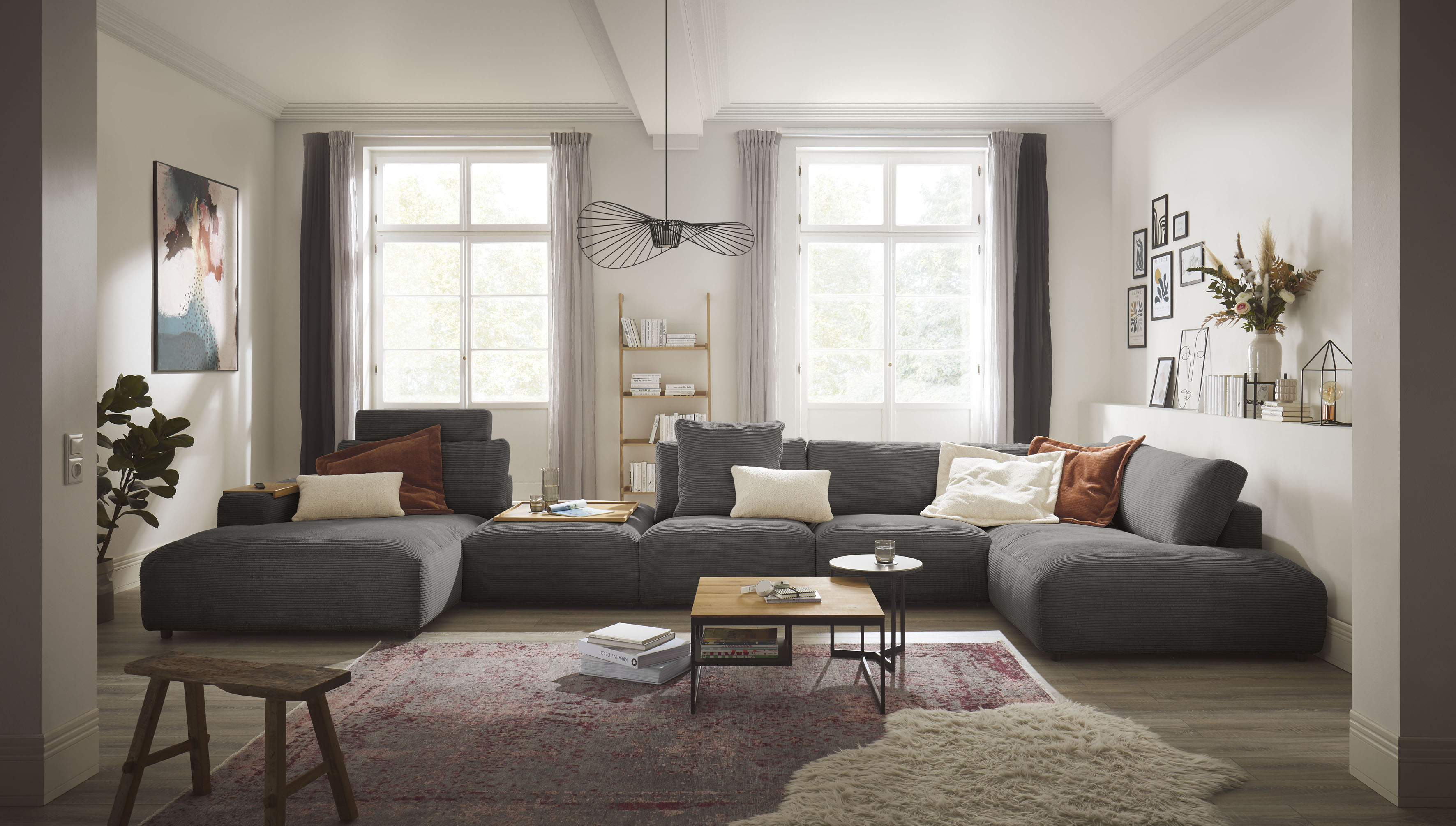 Musterring Wohnlandschaft "Lucia bequem und viel Platz, U-Form" Cord-Bezug, inklusive Kopfstütze, Gesamtbreite 524 cm