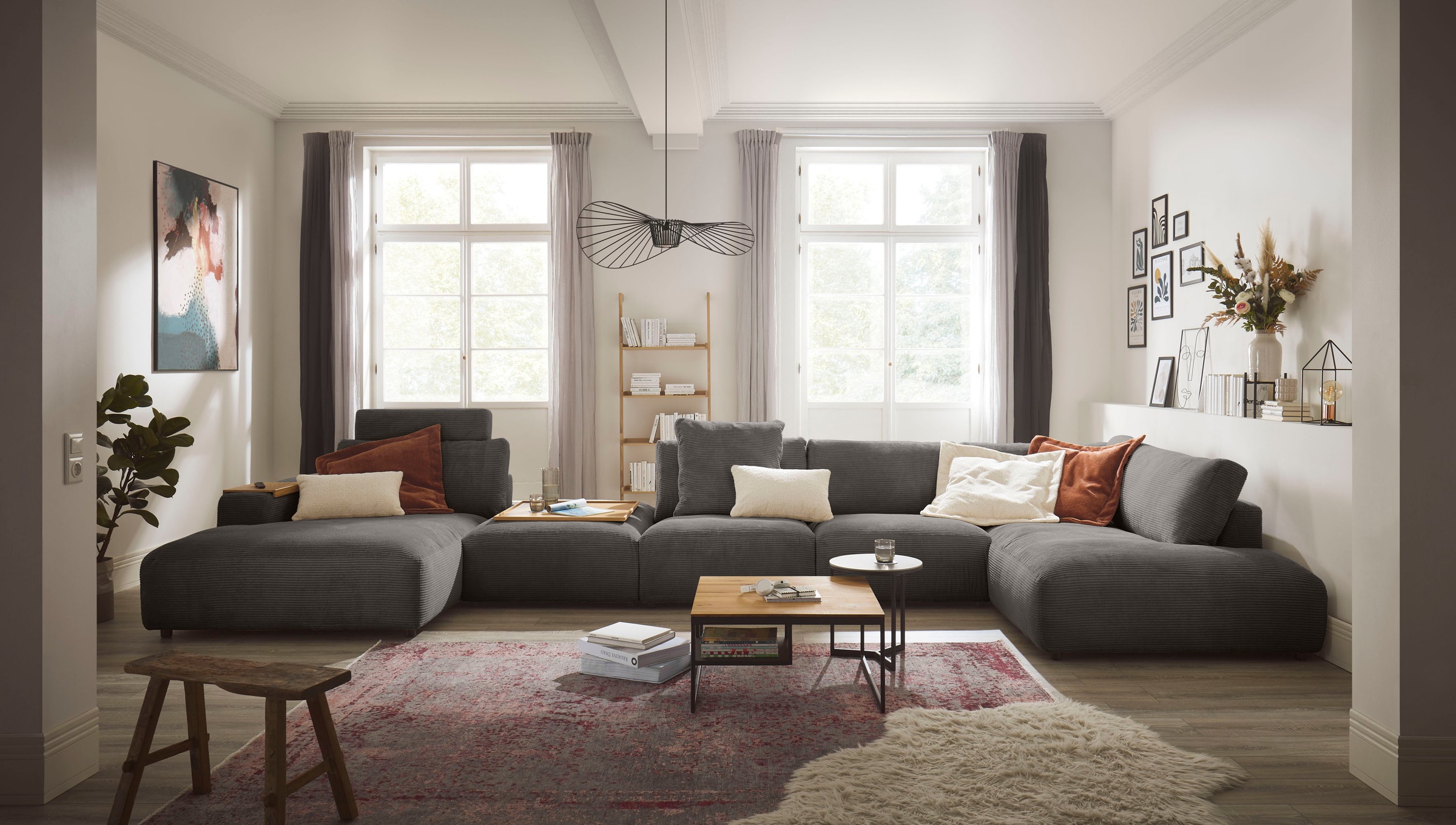 Musterring Wohnlandschaft "Lucia viel Platz, bequem, U-Form" Cord-Bezug, inklusive Kopfstütze, Gesamtbreite 524 cm