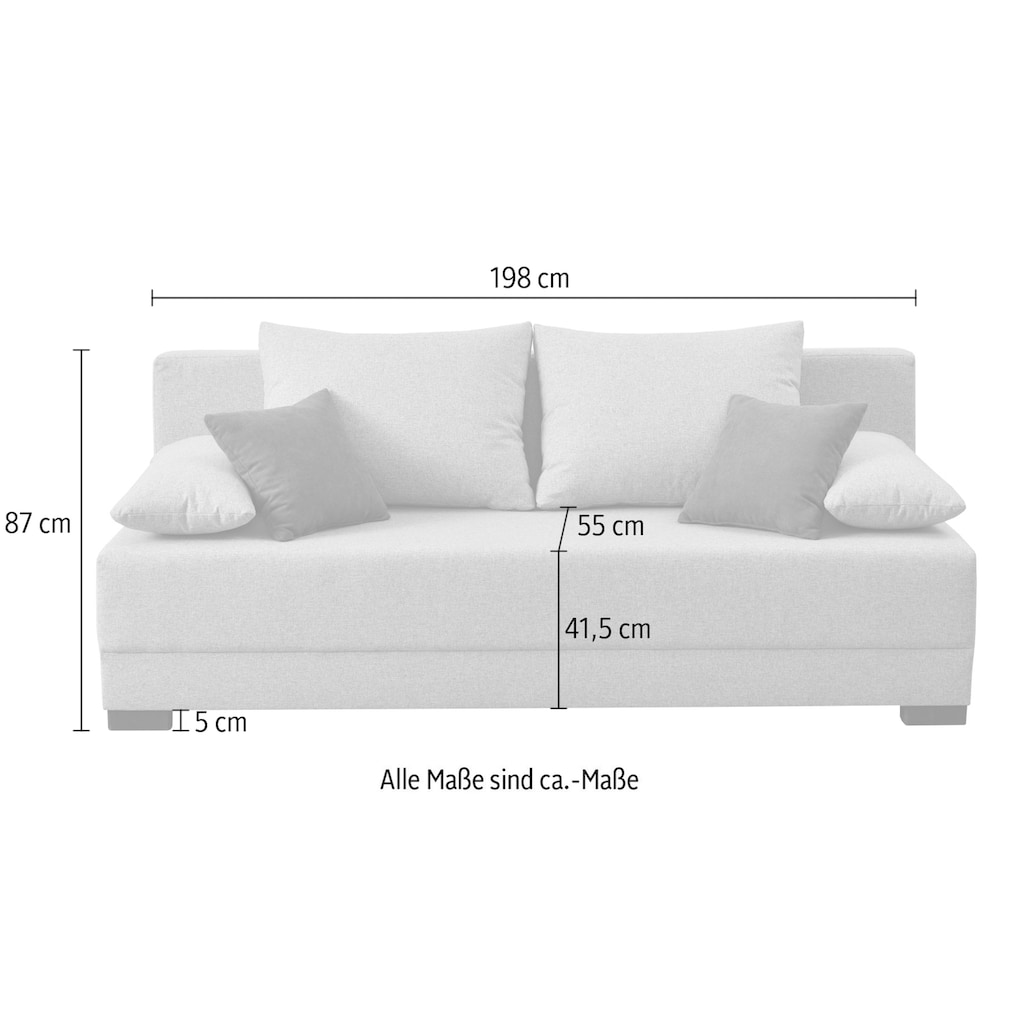 INOSIGN Schlafsofa »Sierra, 198 cm, mit Bettfunktion (150/198 cm) und Bettkasten,«