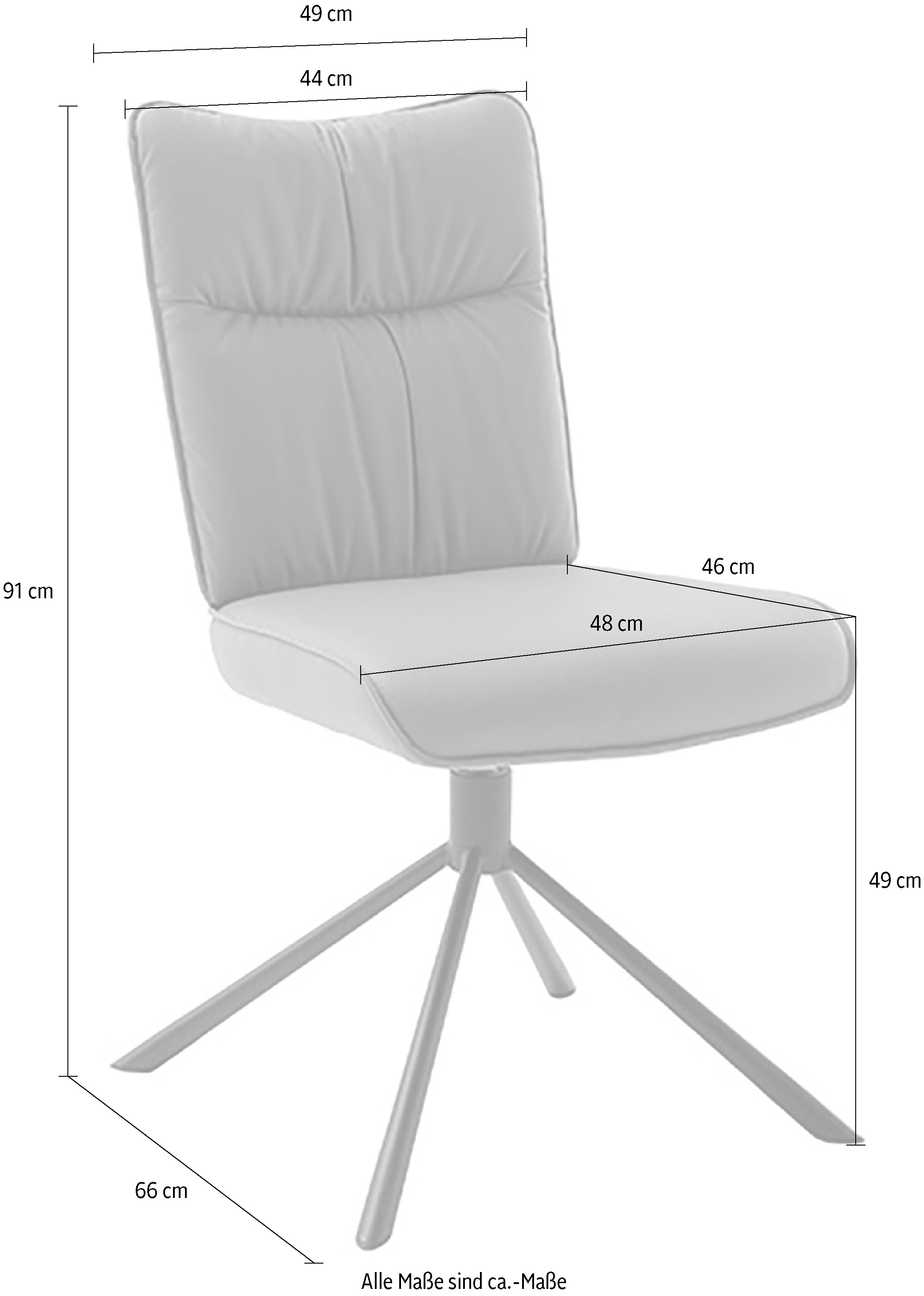 MCA furniture 4-Fußstuhl »MARIN Esszimmerstuhl (2er Set) - Stuhl«, (Set), 2 St., Microfaser, 360° drehbar, Metall schwarz, beweglichen Rücken, belastbar 120 kg
