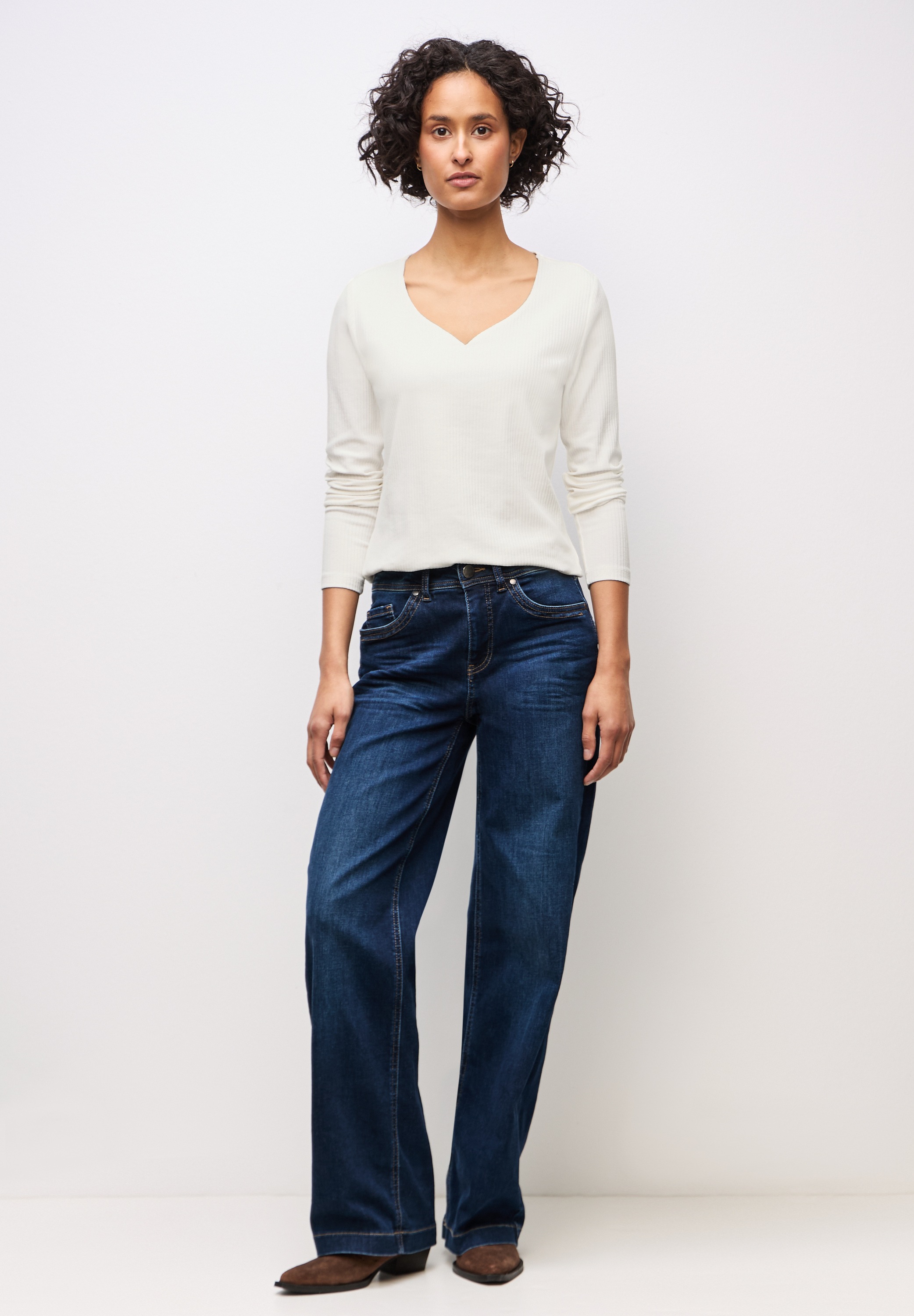 STREET ONE Langarmshirt mit Rippstrick-Struktur