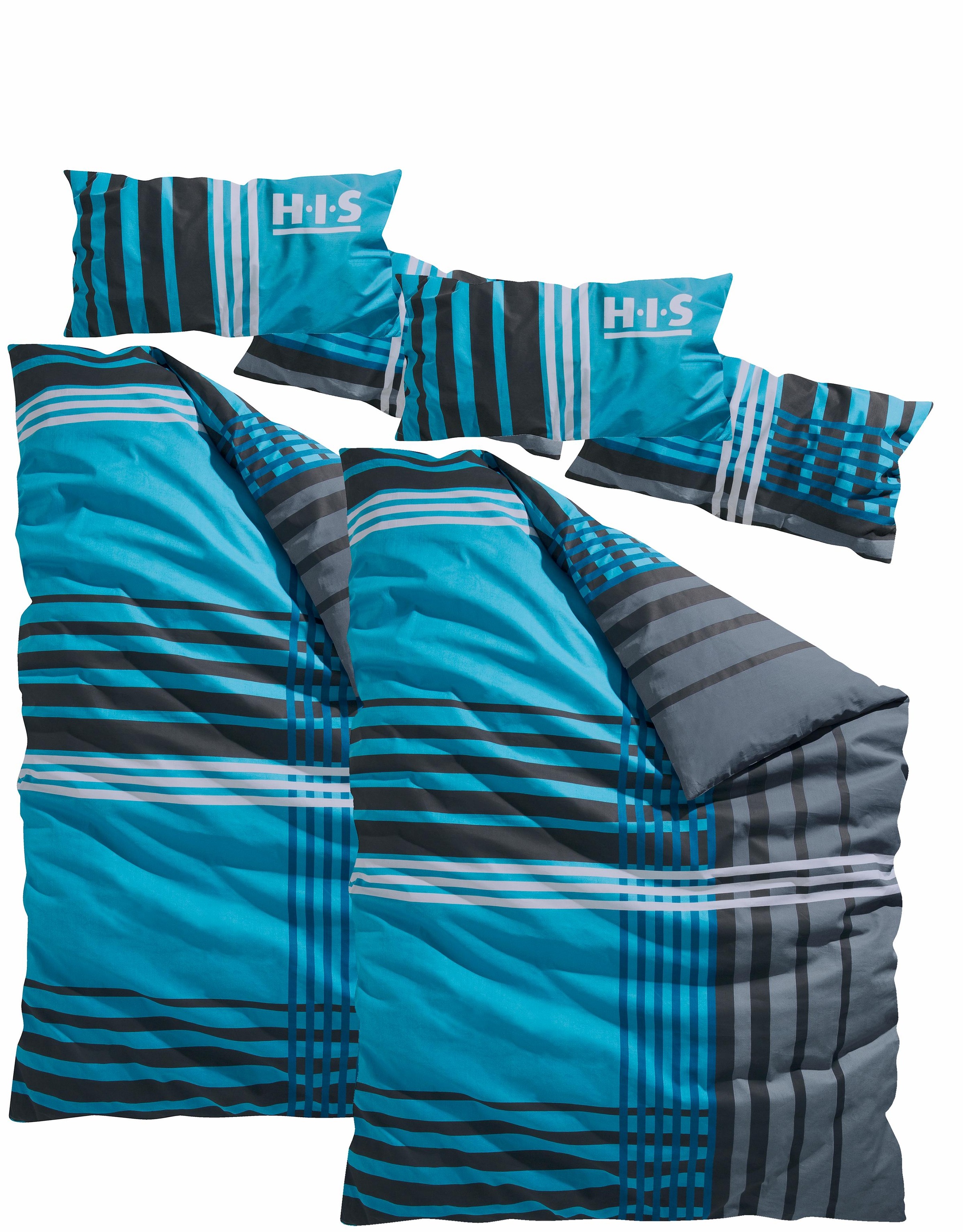 H.I.S Bettwäsche »Philip«, im sportlichen Karo Design, aus 100% Baumwolle,  Renforcé Qualität, Bett- und Kopfkissenbezug mit Reißverschluss, Bettwäsche  Set unterstützt die Initiative Cotton made in Africa, Made in Green  zertifiziert auf Rechnung |