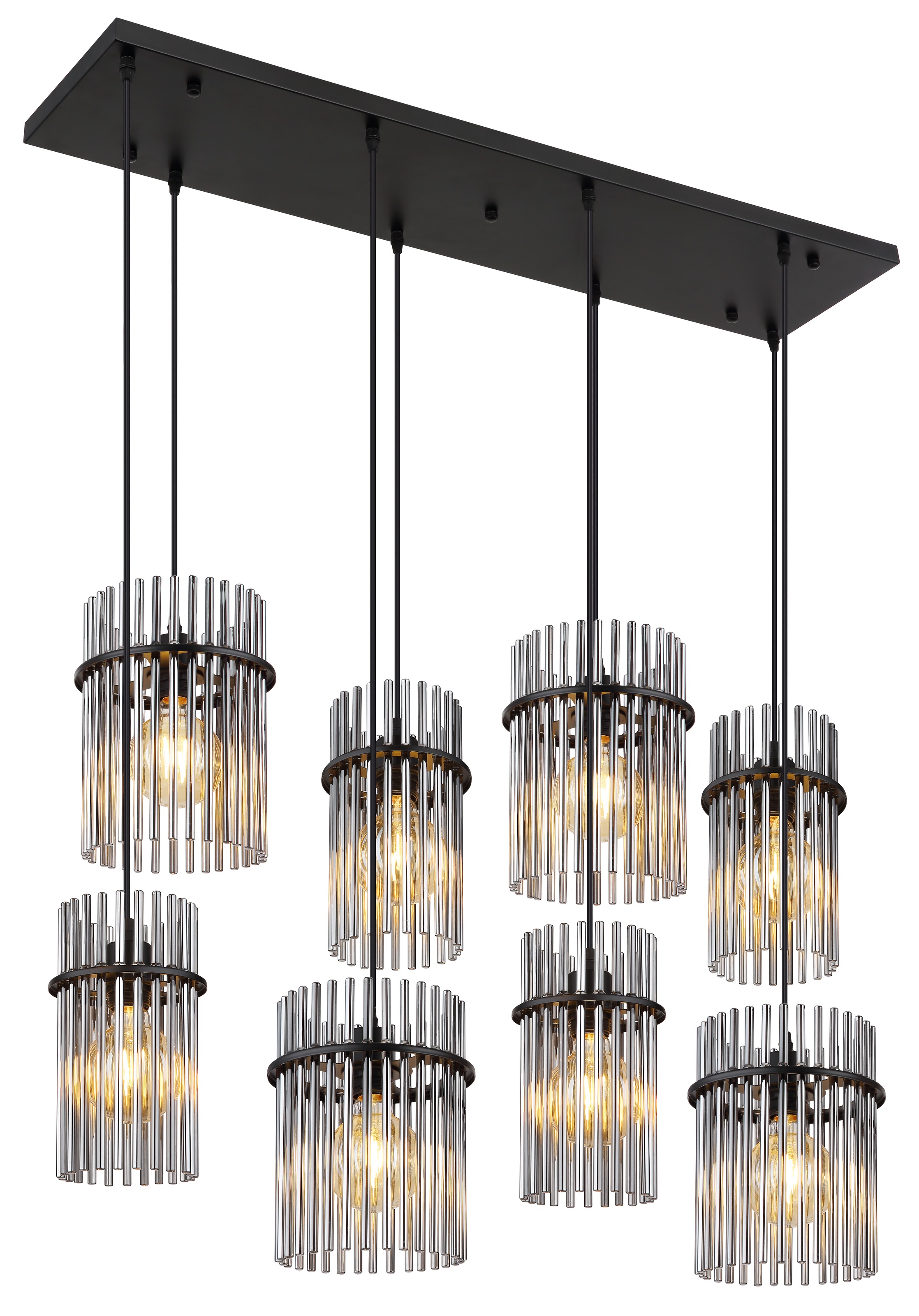 GLOBO LIGHTING Hängeleuchte »GORLEY« E27 1 Stk. Hängelampe Glasstäbe rauchfarben klar verlaufend elegant Esszimmer