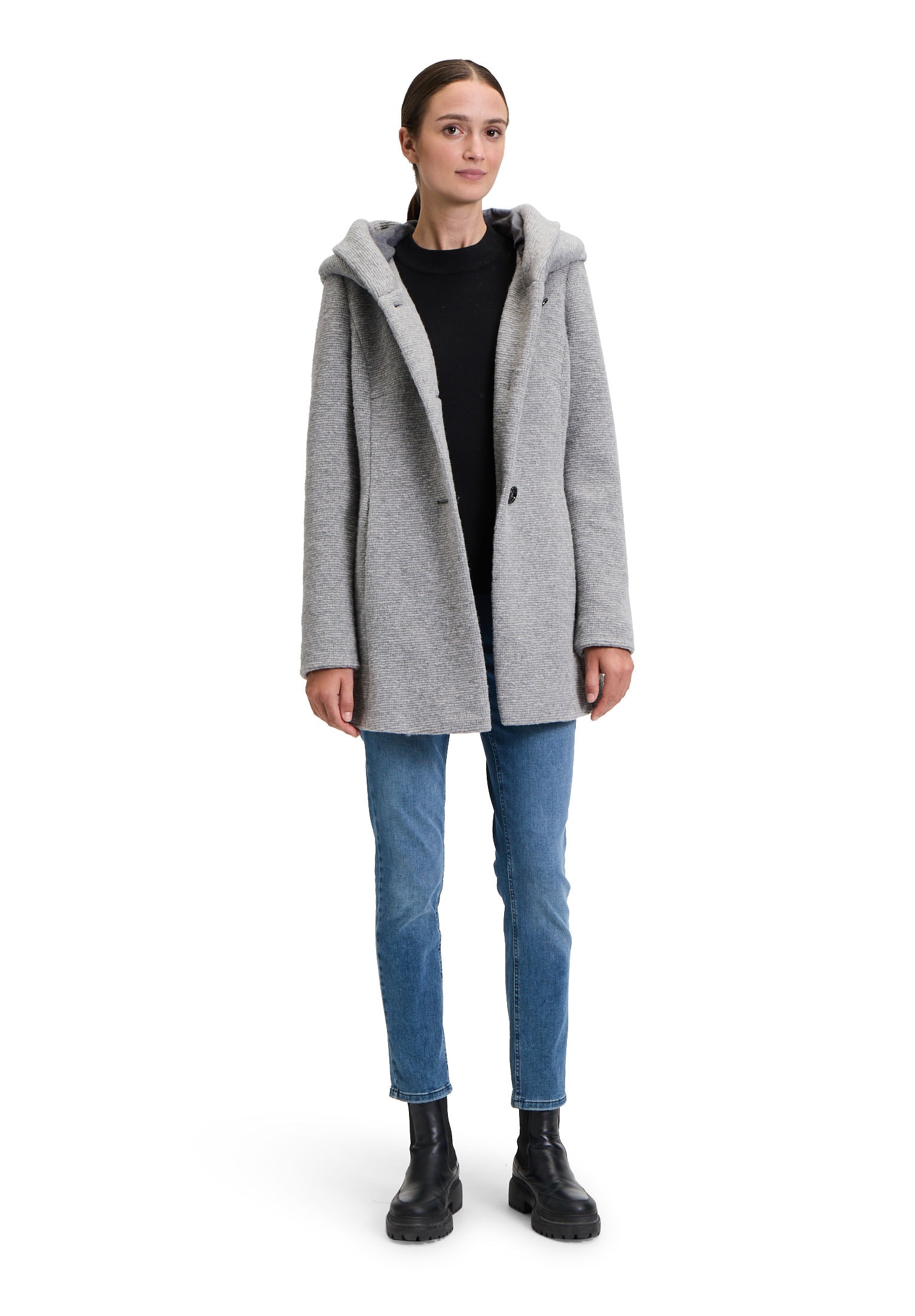 Amber & June Kurzjacke »Amber & June Kurzmantel mit Kapuze«, mit Kapuze