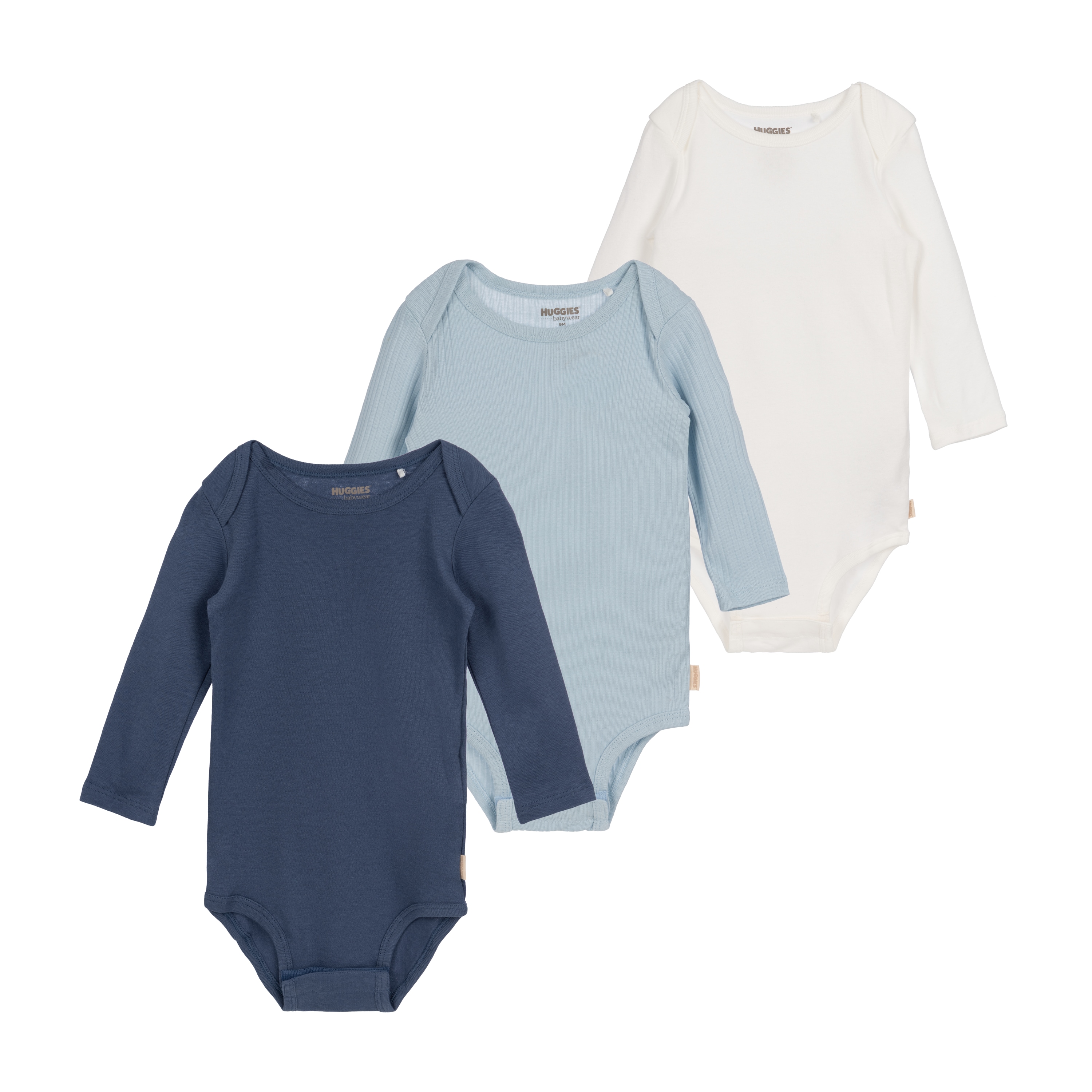 HUGGIES babywear Langarmbody "HUGB 3PK BODYSUIT" Packung, 3 Stk. 3er-Pack, in Ripp-Optik