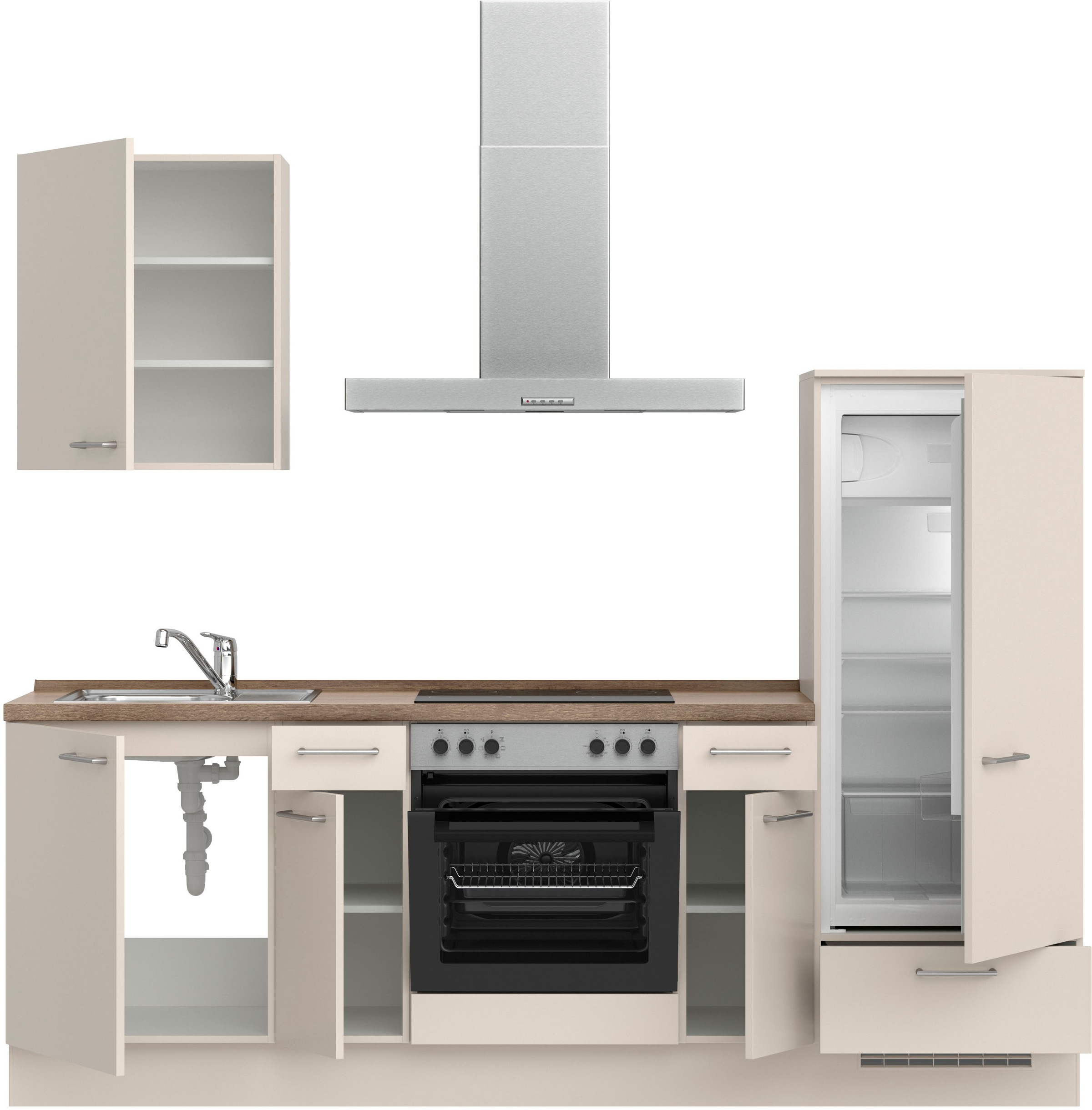 nobilia® Küchenzeile »"Laser I", Ausrichtung wählbar, Breite 240 cm«, vormontiert, wahlw. mit unterschiedlichen E-Geräten-Sets