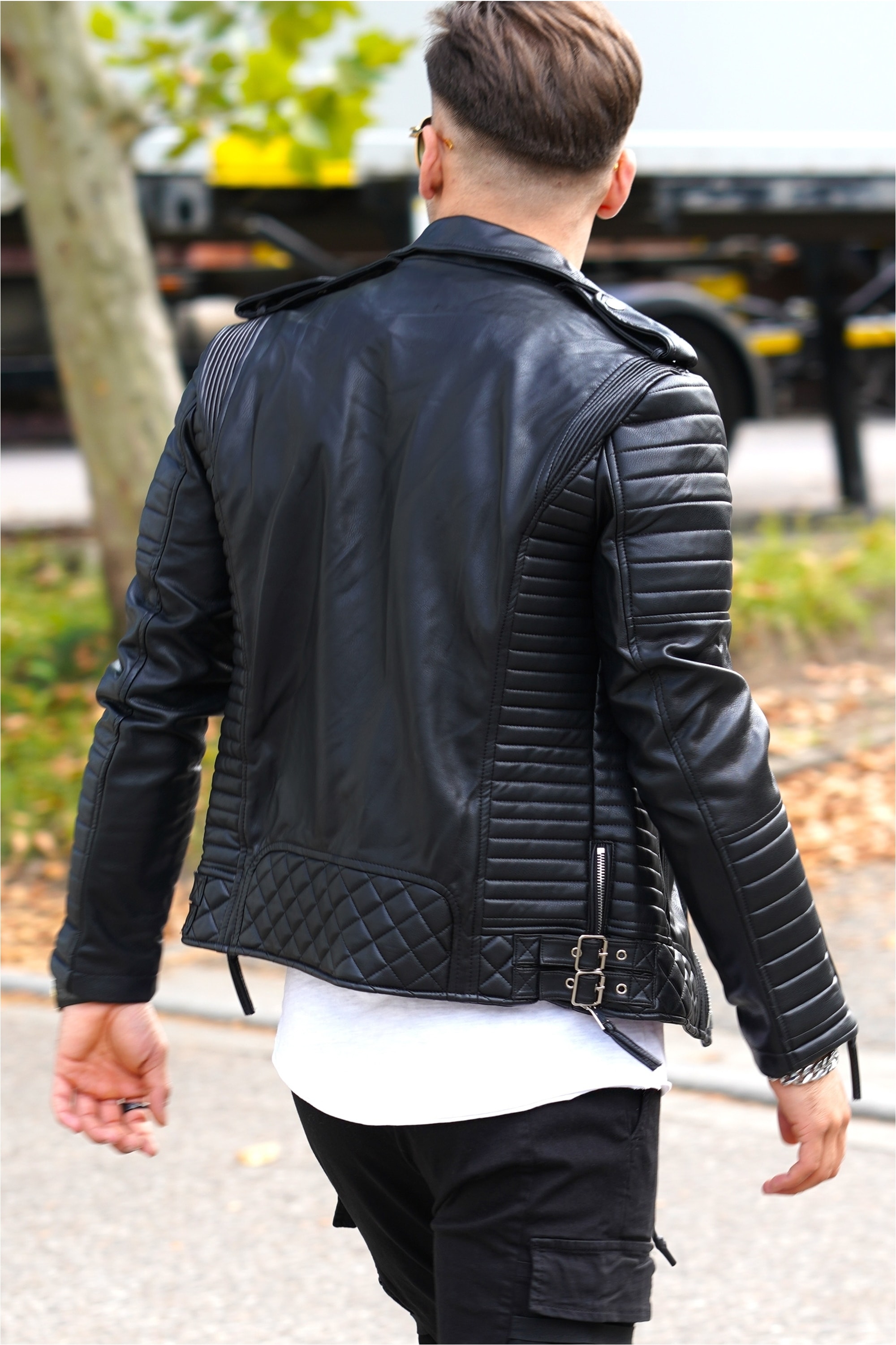 behype Lederimitatjacke »FADELY«, im Biker-Stil