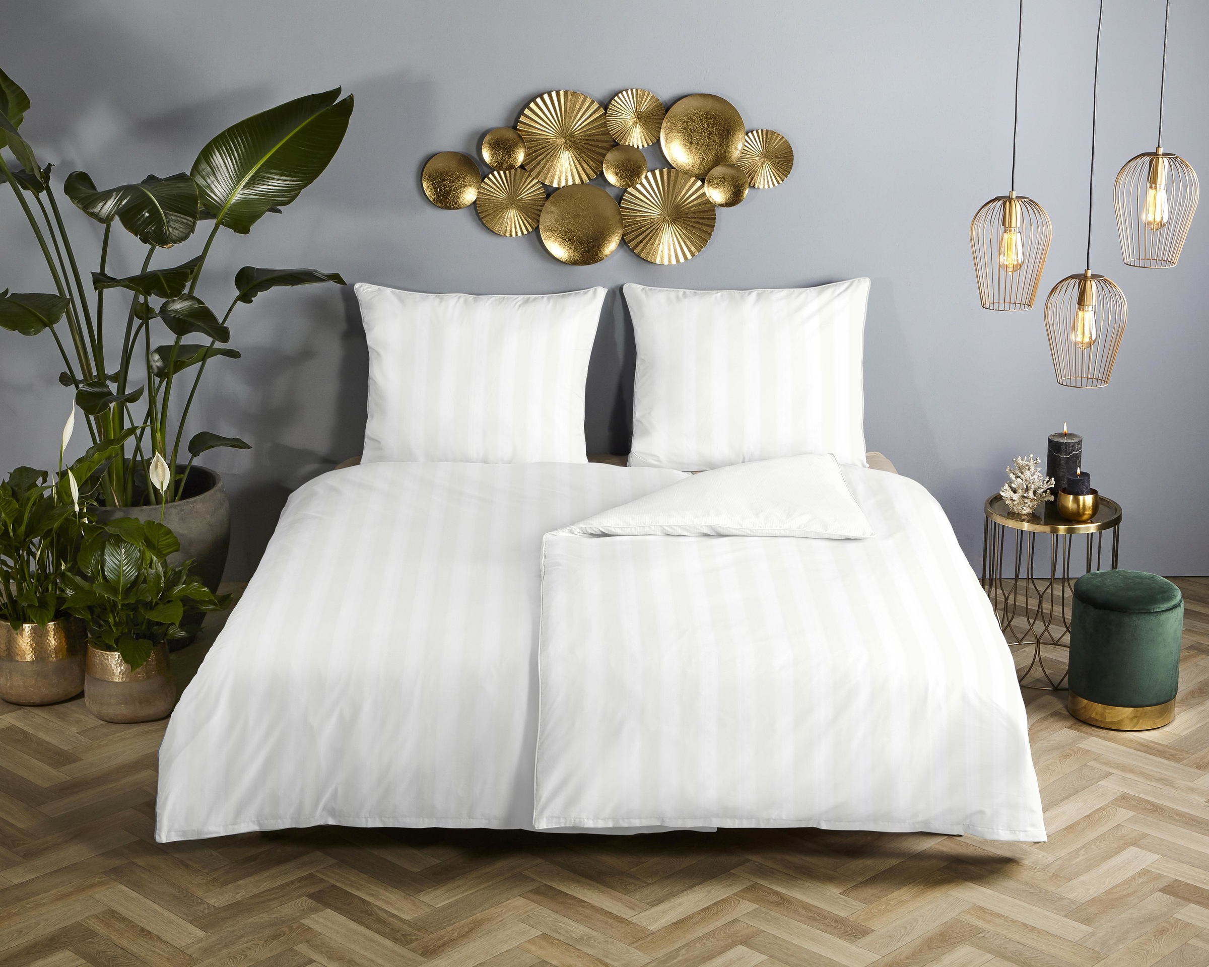 Descanso Wendebettwäsche "Hotel Sevilla" 3 Satin, Reißverschluss, Wende, Luxe, Streifen, uni