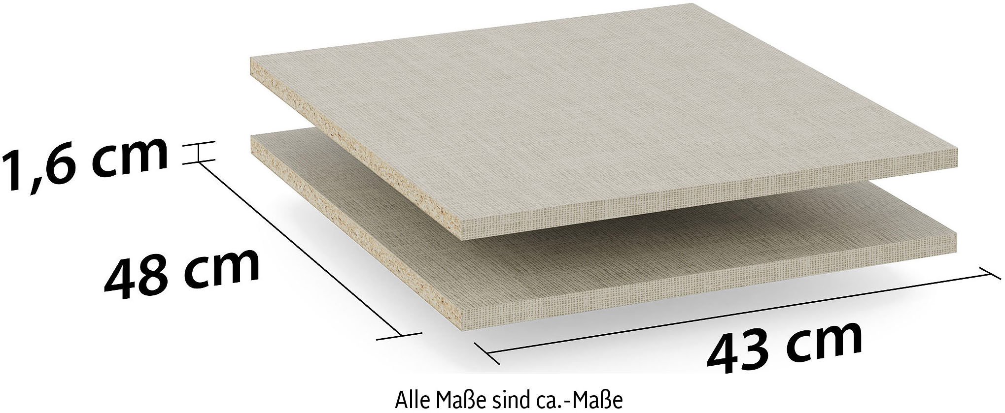 rauch Einlegeboden "Zubehör für Rauch-Schwebetürenschränke ORANGE" 2er-Set Breite 43 cm, Tiefe 48 cm