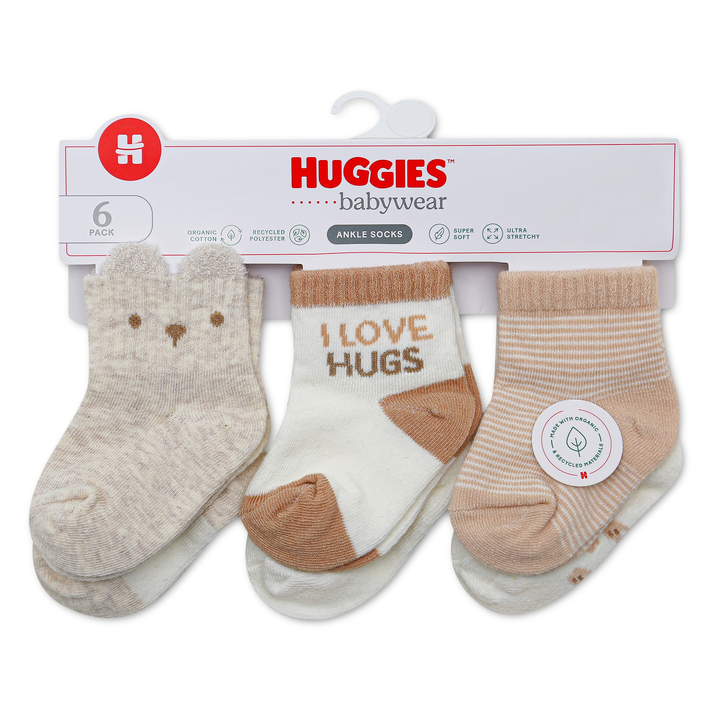 HUGGIES babywear Kurzsocken "HGHN 6PK QUARTER SOCKS" Packung, 6 Paar tlg. 6er Pack Baby-Socken mit Bärchen-Mtoiven