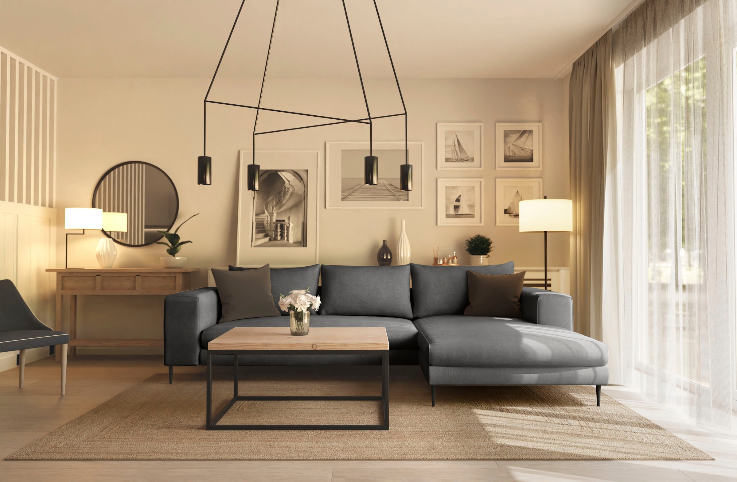 Home affaire Ecksofa "Aurora, L-Form, mit extra breiter Recamiere, 324 x 17 günstig online kaufen