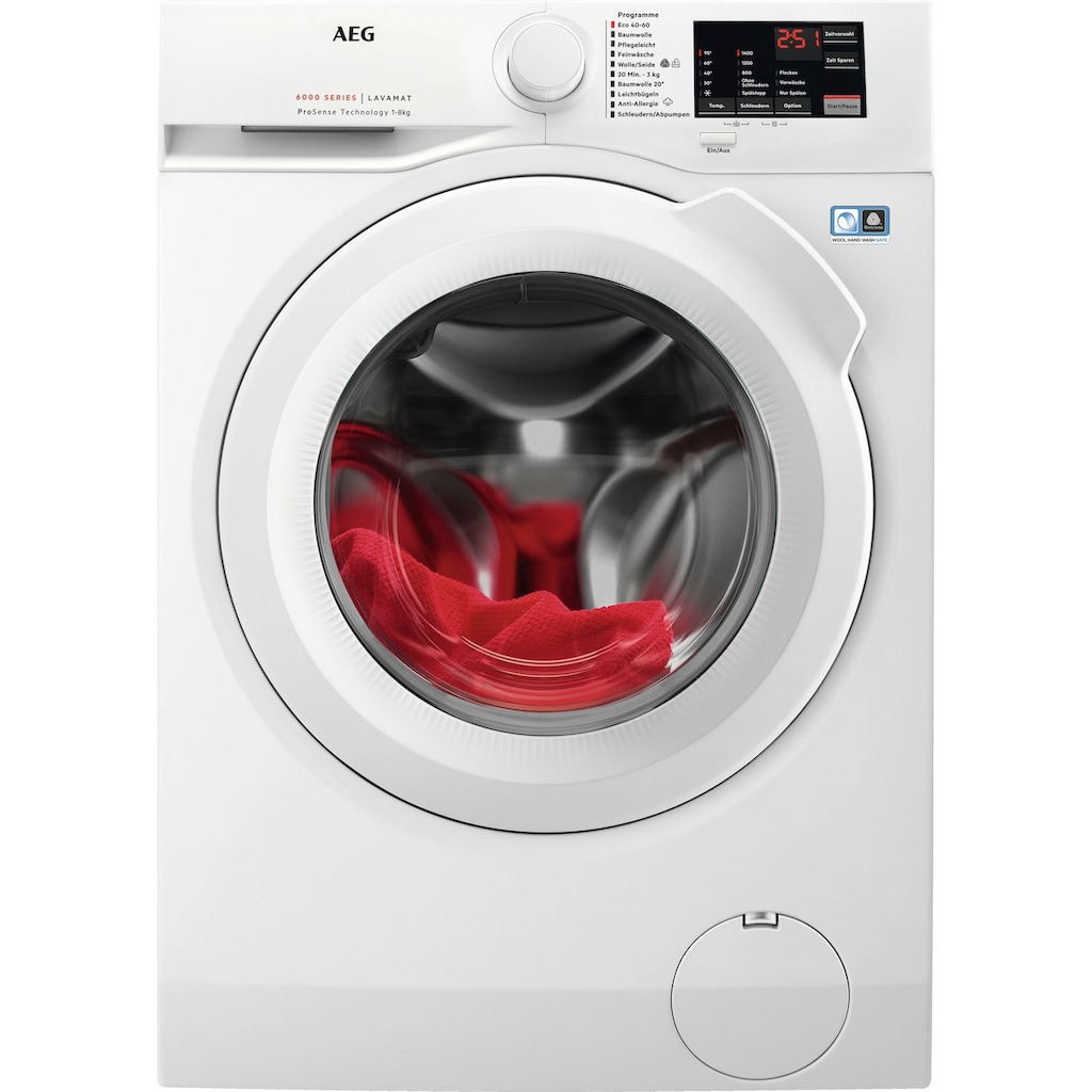 AEG Waschmaschine »L6FA48FL«, Serie 6000 mit ProSense-Technologie, L6FA48FL, 8 kg, 1400 U/min, Hygiene-/ Anti-Allergie Programm mit Dampf