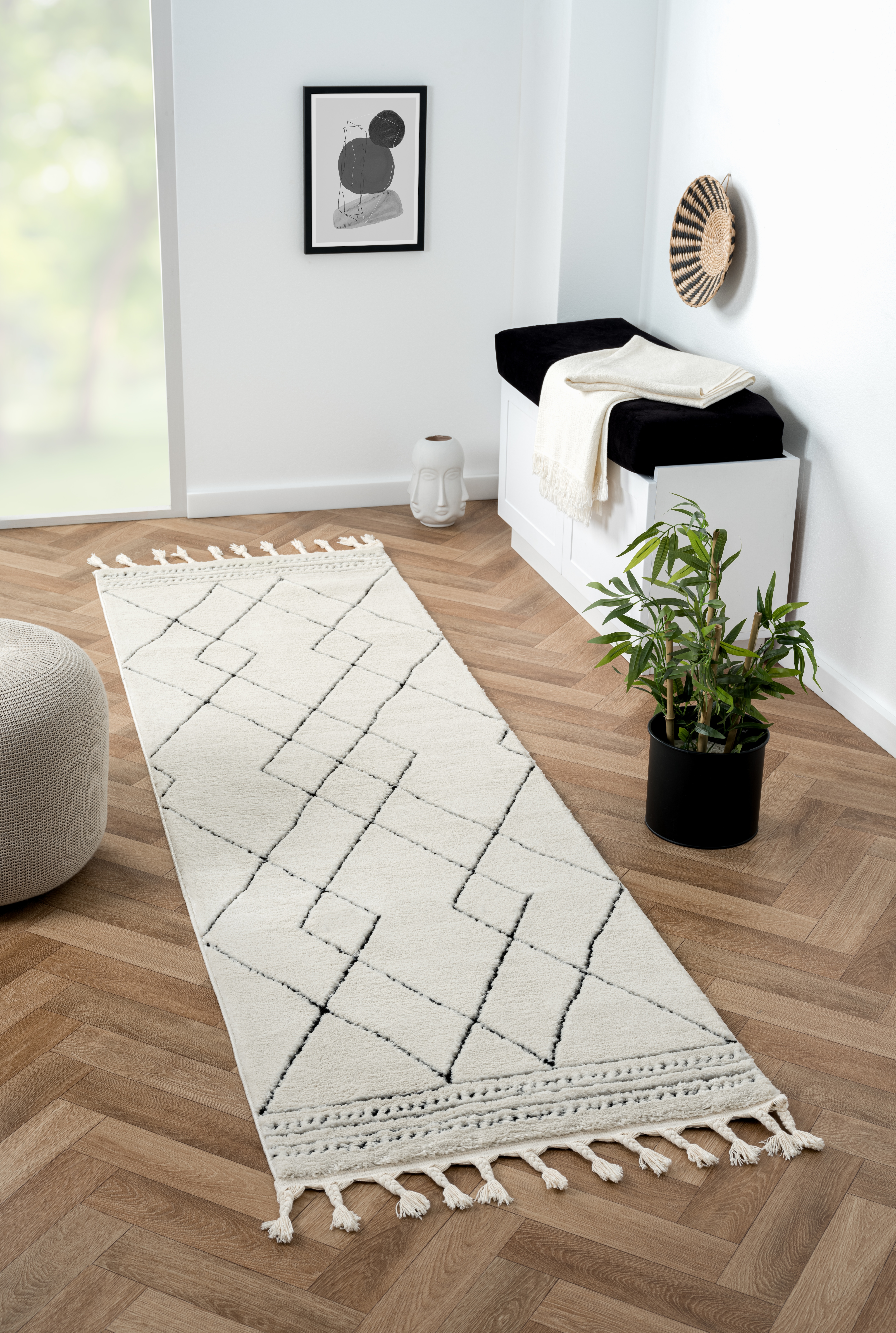 Myflair Möbel & Accessoires Hochflor-Läufer "Moroccan Design" rechteckig 24 mm Höhe modern, marokkanisches Design, Rauten Muster, weich durch Hochflor