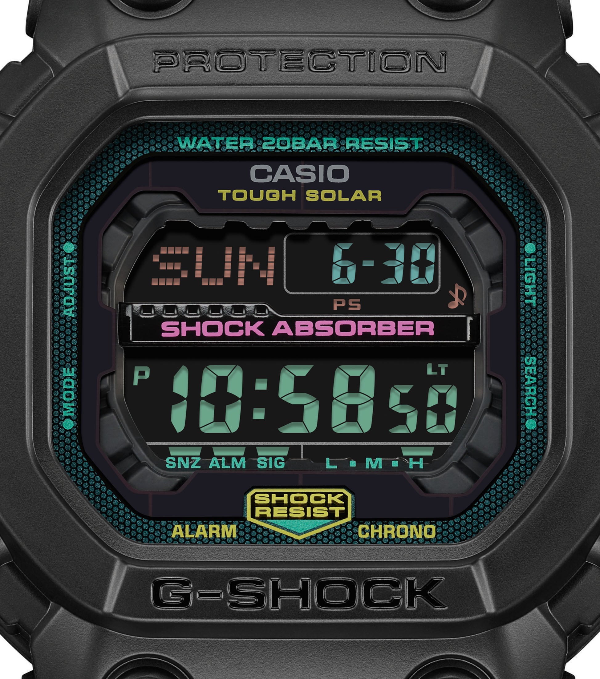 CASIO G-SHOCK Chronograph, Armbanduhr, Solar, Herrenuhr, digital,bis 20bar wasserd.Resinarmband