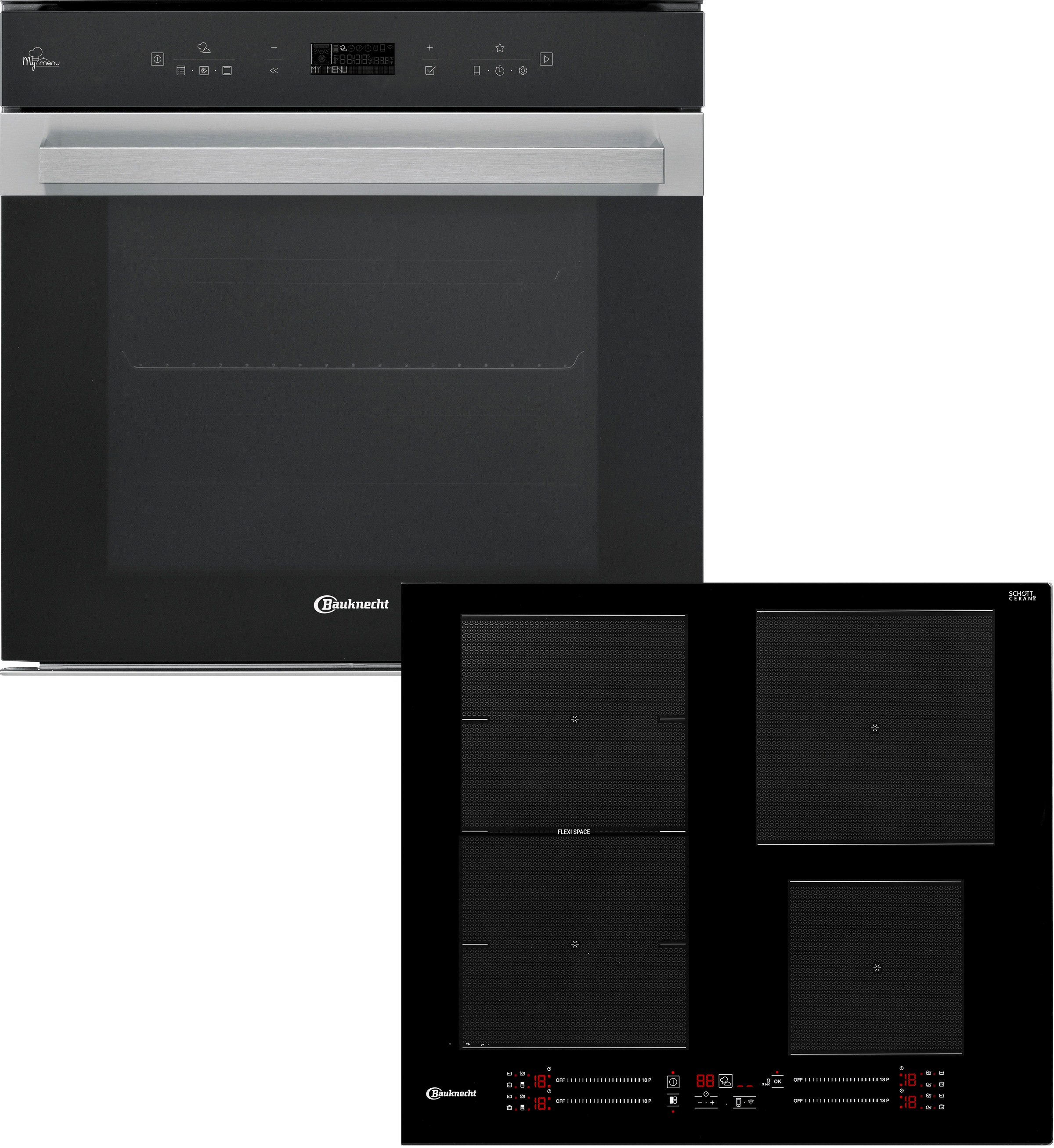 BAUKNECHT Backofen-Set »BIK7 CHC8TS PT«, mit 3-fach-Teleskopauszug, (Set), APP STEUERBAR, HYDROLYSE