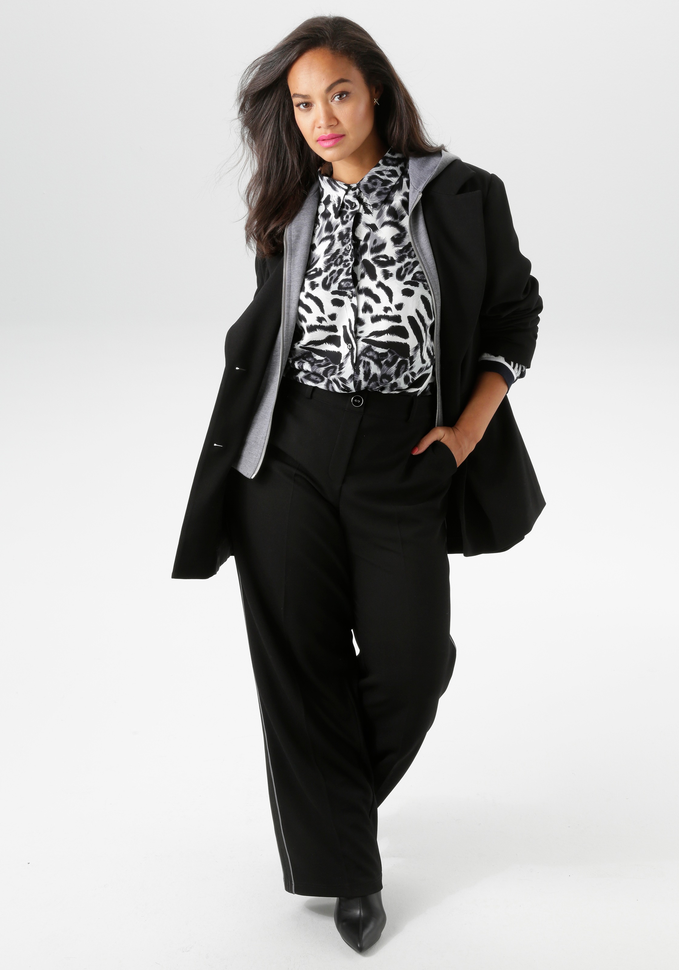 Aniston PLUS Longblazer, mit Hoodie-Effekt - NEUE KOLLEKTION