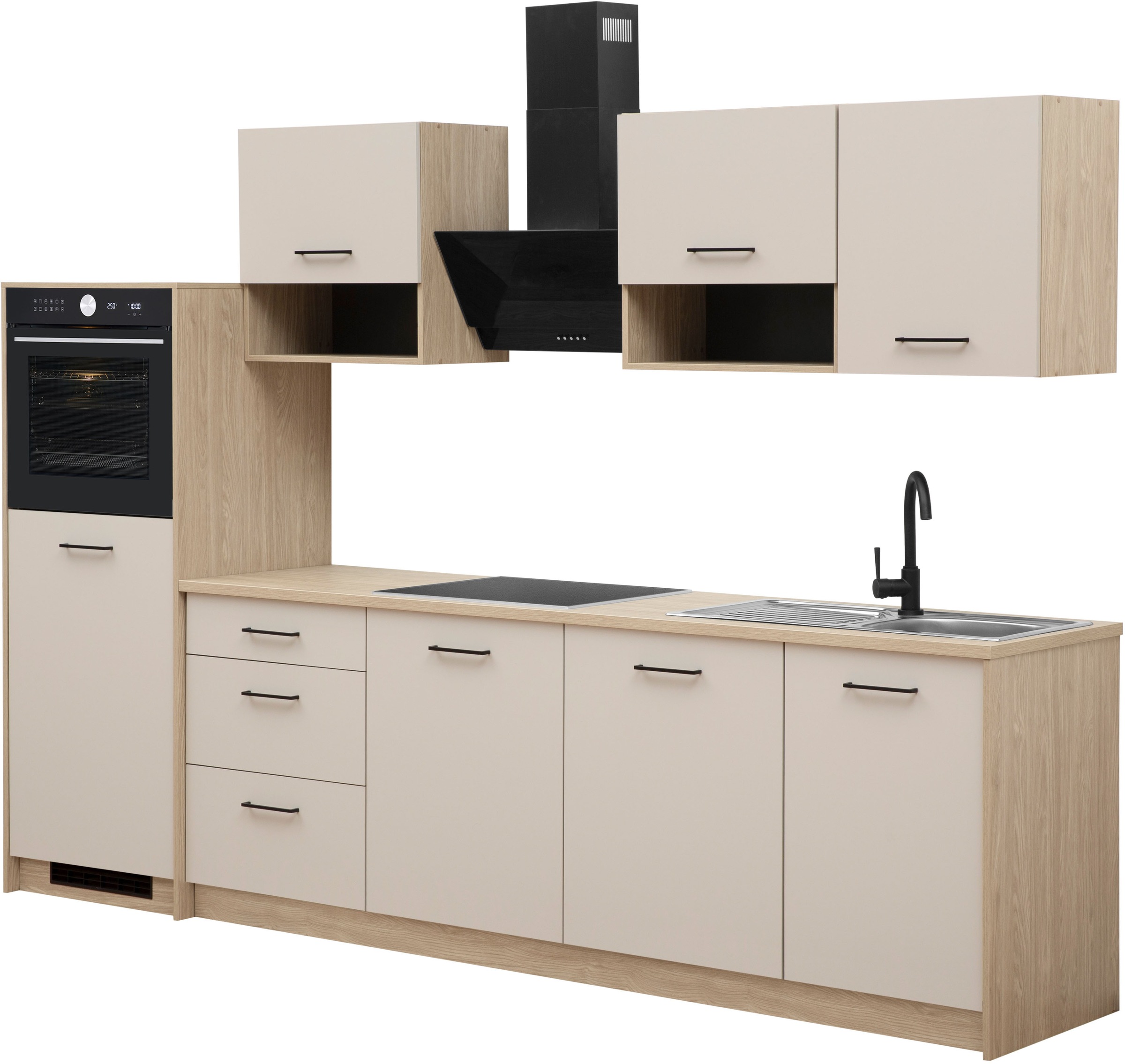 KOCHSTATION Küchenzeile »KS-Kolari, Küchenblock Made in Germany« Breite 290 cm, wahlweise mit Hanseatic-E-Geräten