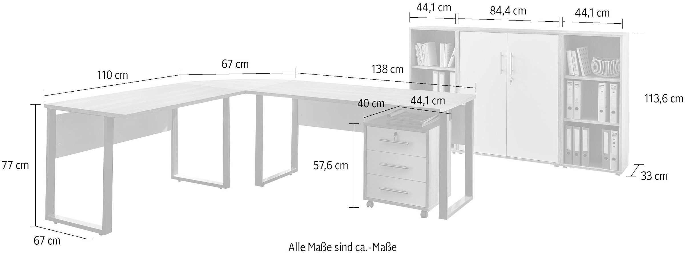 BMG Möbel Büro-Set »Tabor Office 2«, (Set, 6 tlg.)